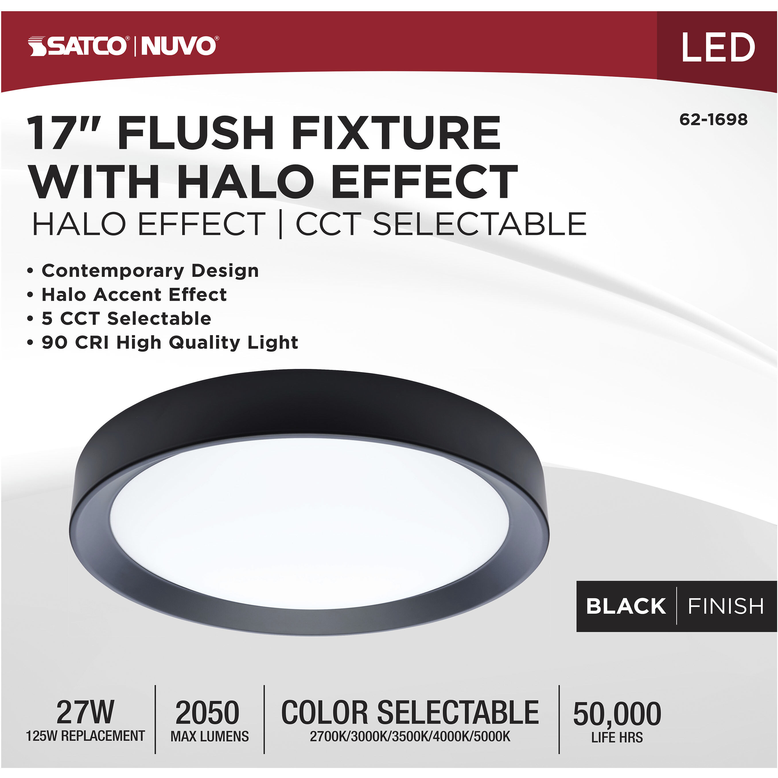 Selene LED 16.61 inch Black Flush Mount Ceiling Light