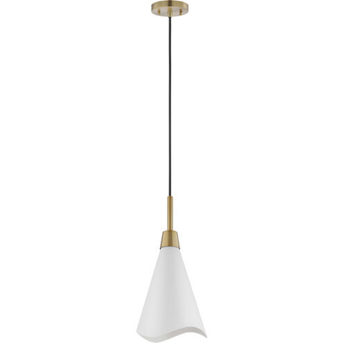 Tango 1 Light 8 inch Matte White/Burnished Brass Pendant Ceiling Light