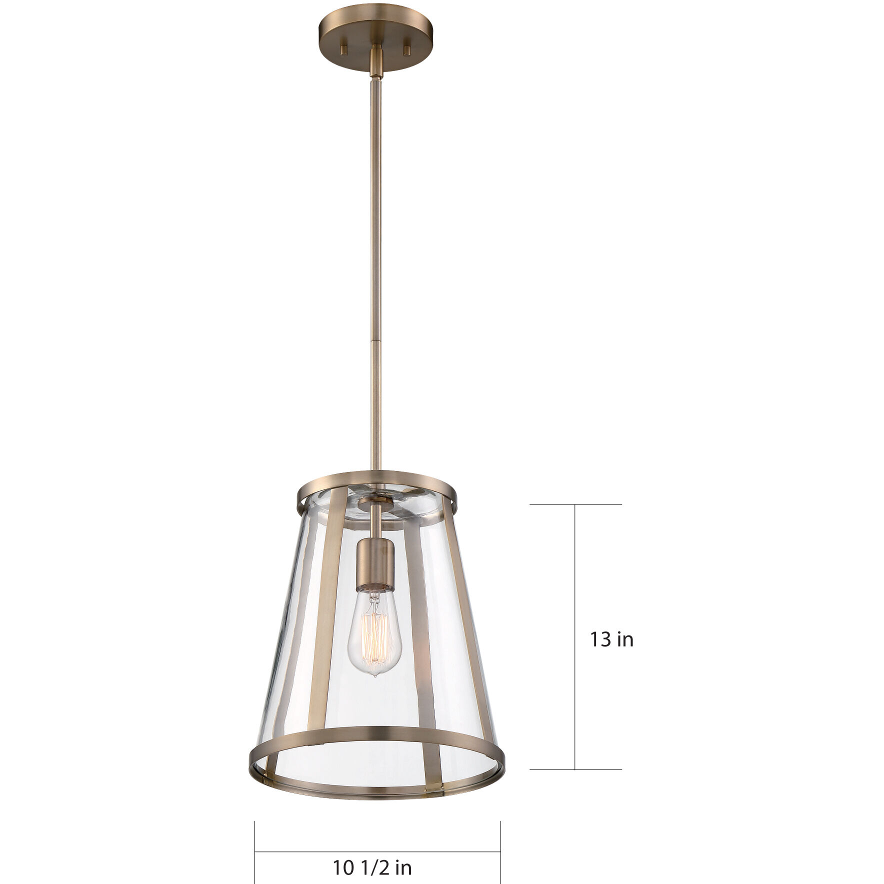 Bruge 1 Light 11 inch Burnished Brass and Clear Pendant Ceiling Light