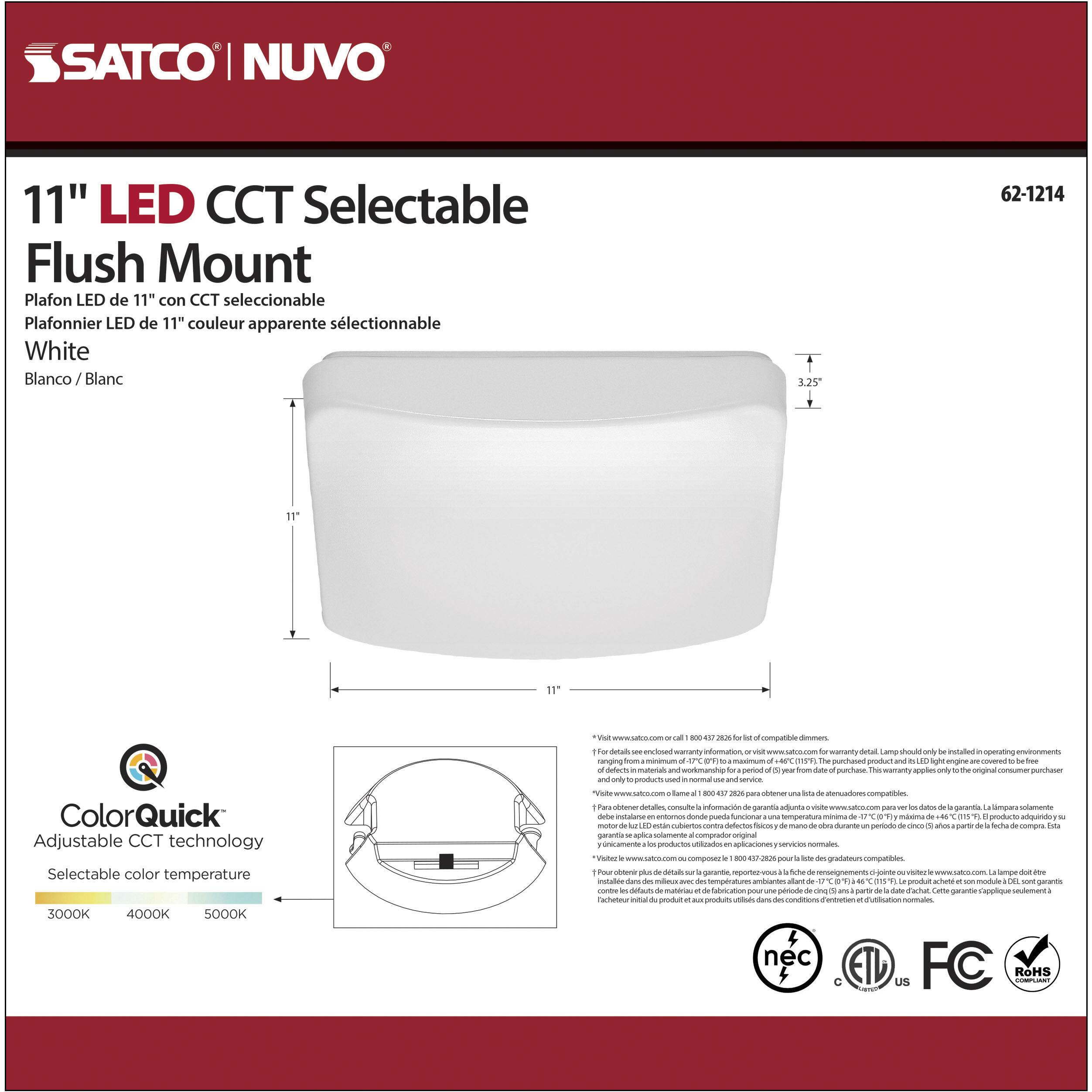 Cloud LED 11 inch White Flush Mount Ceiling Light