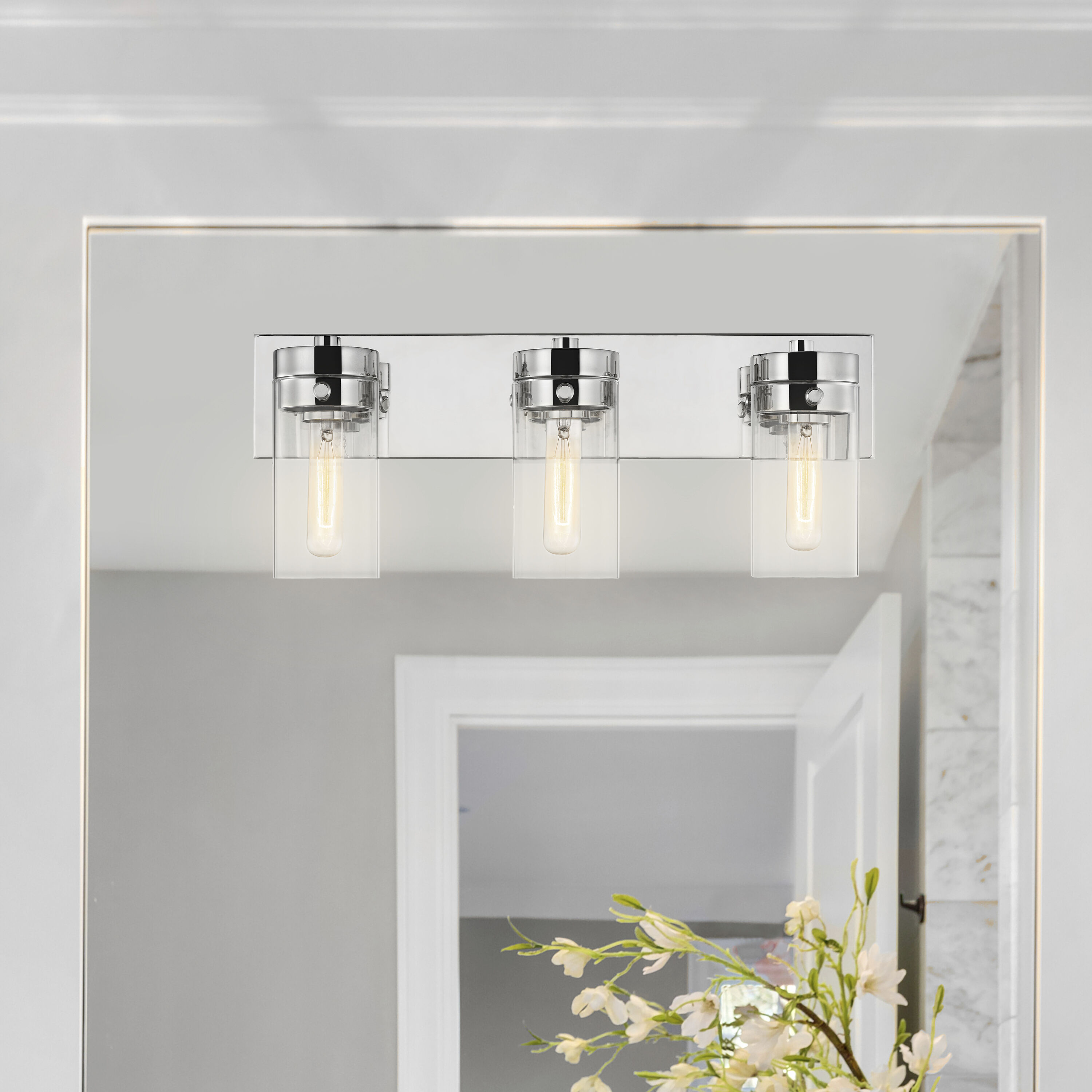 Intersection 3 Light 22 inch Polished Nickel Bathroom Vanity Lights Wall Light