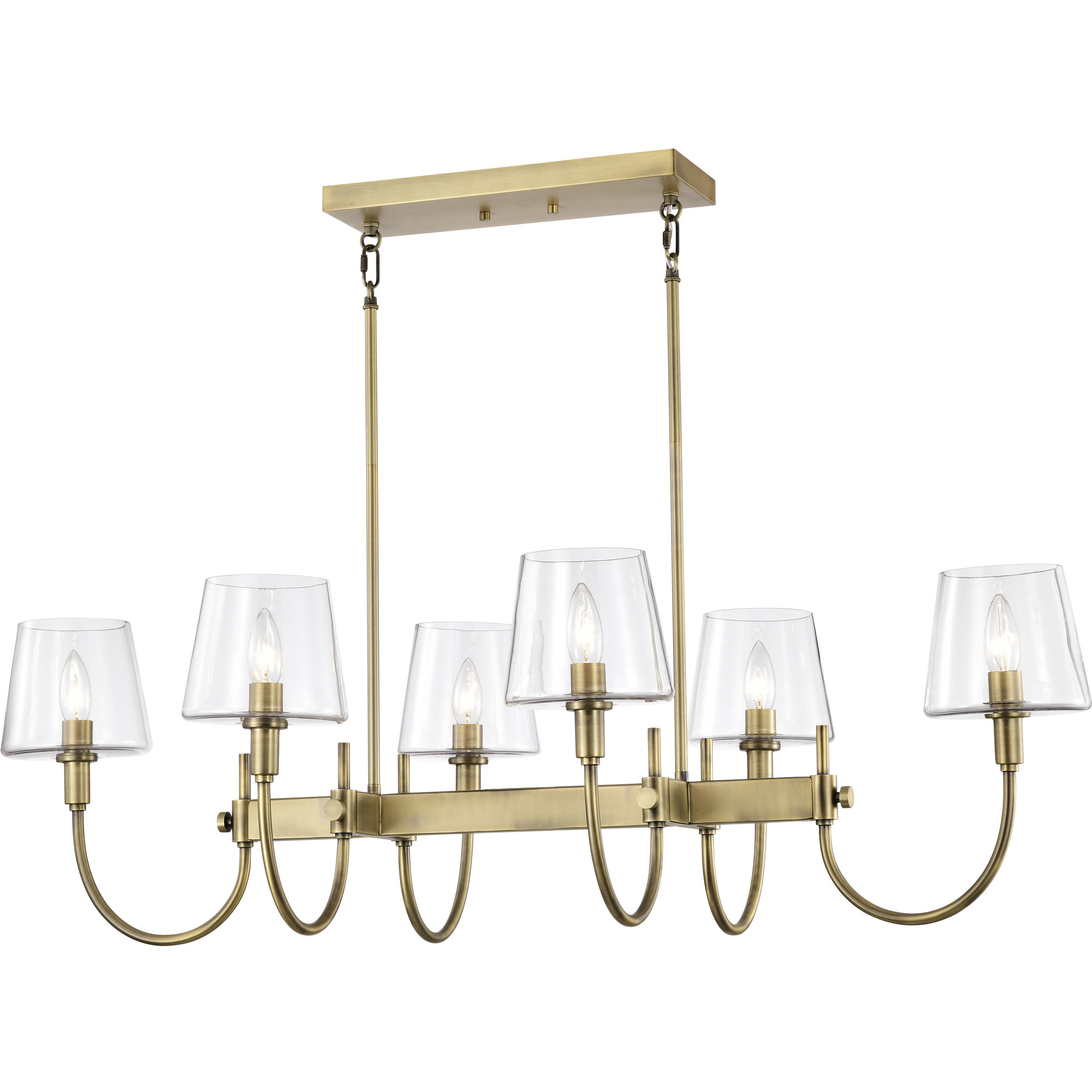 Brookside 6 Light 25 inch Vintage Brass Island Pendant Ceiling Light