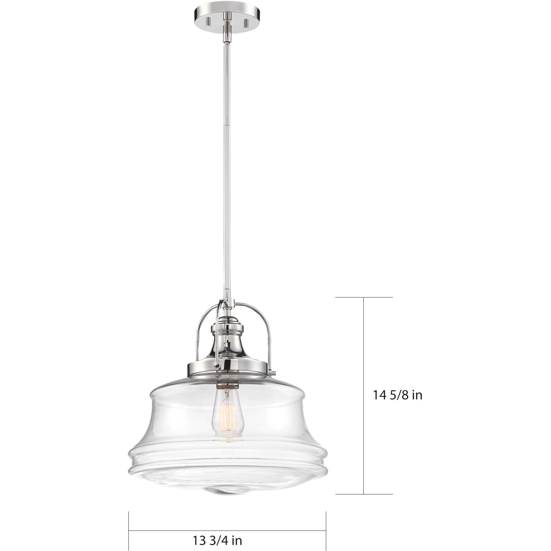 Basel 1 Light 13.75 inch Polished Nickel and Clear Pendant Ceiling Light