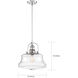 Basel 1 Light 14 inch Polished Nickel and Clear Pendant Ceiling Light