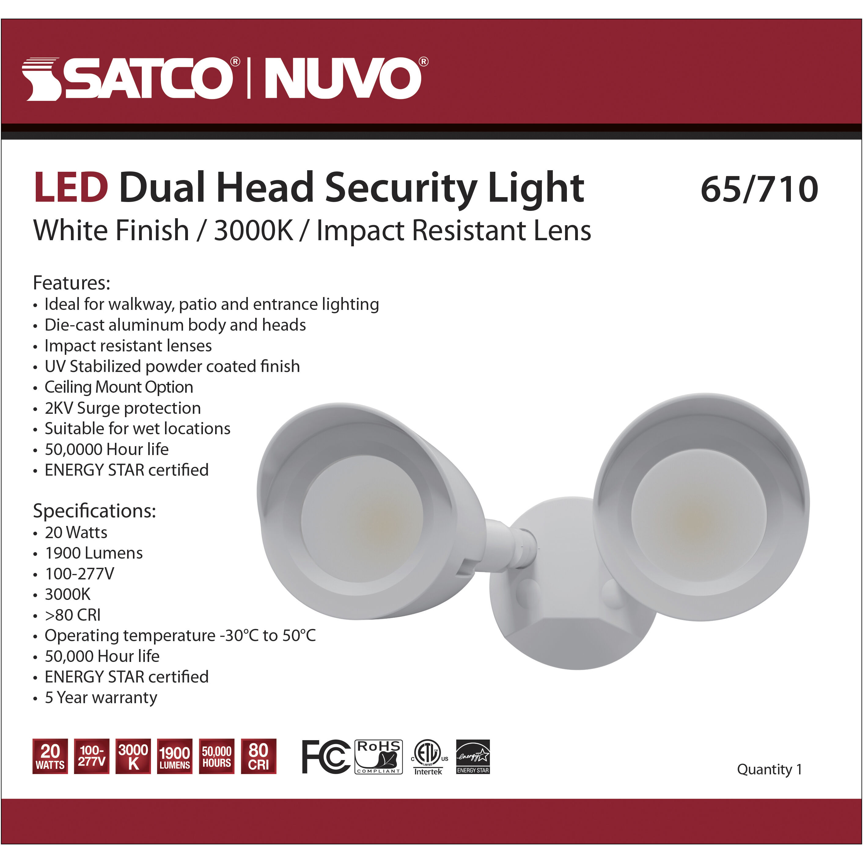 Brentwood LED 5 inch White Security Light