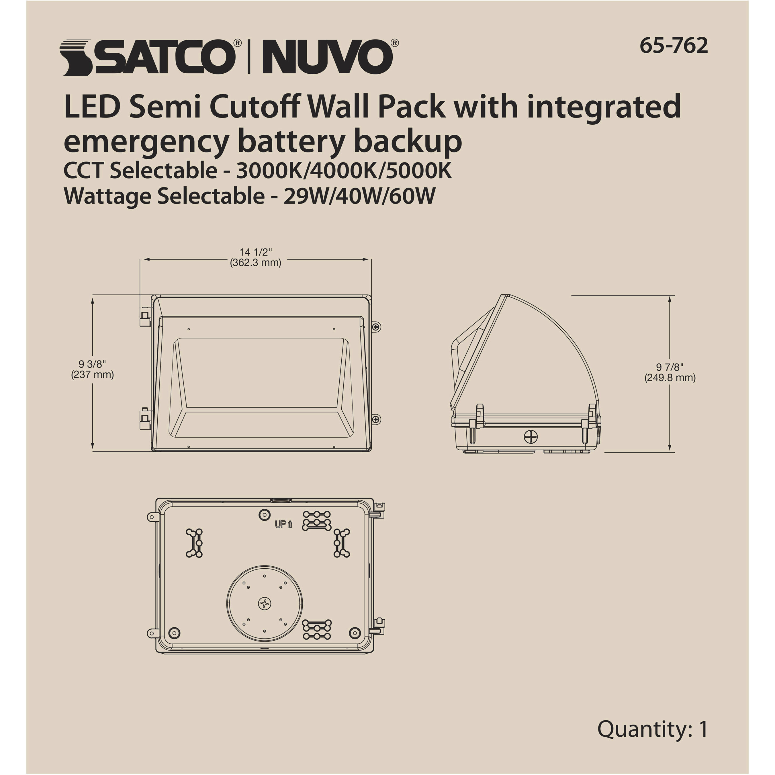 Brentwood LED 14 inch Bronze Wall Pack Wall Light