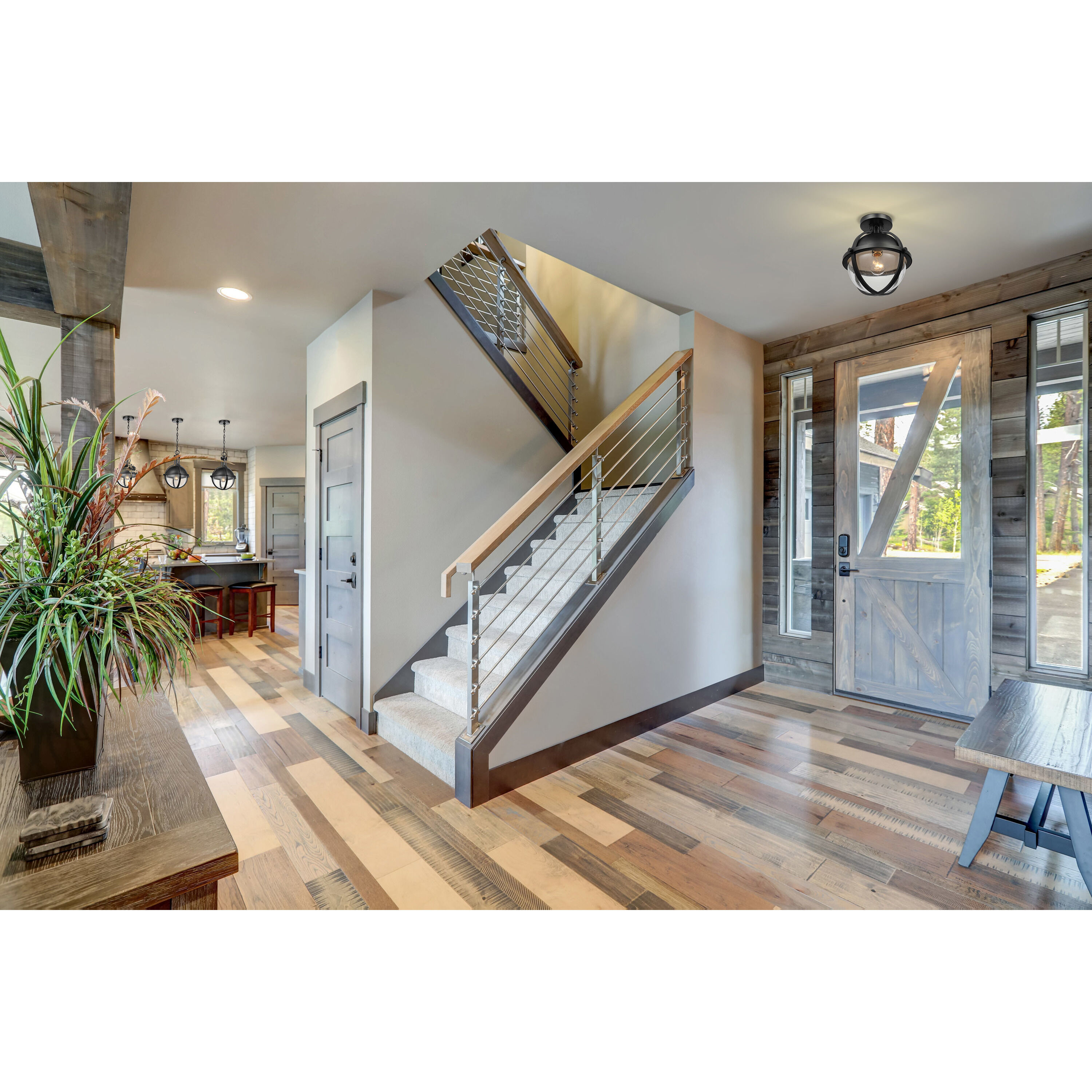 Lincoln 1 Light 11 inch Matte Black Semi Flush Mount Ceiling Light