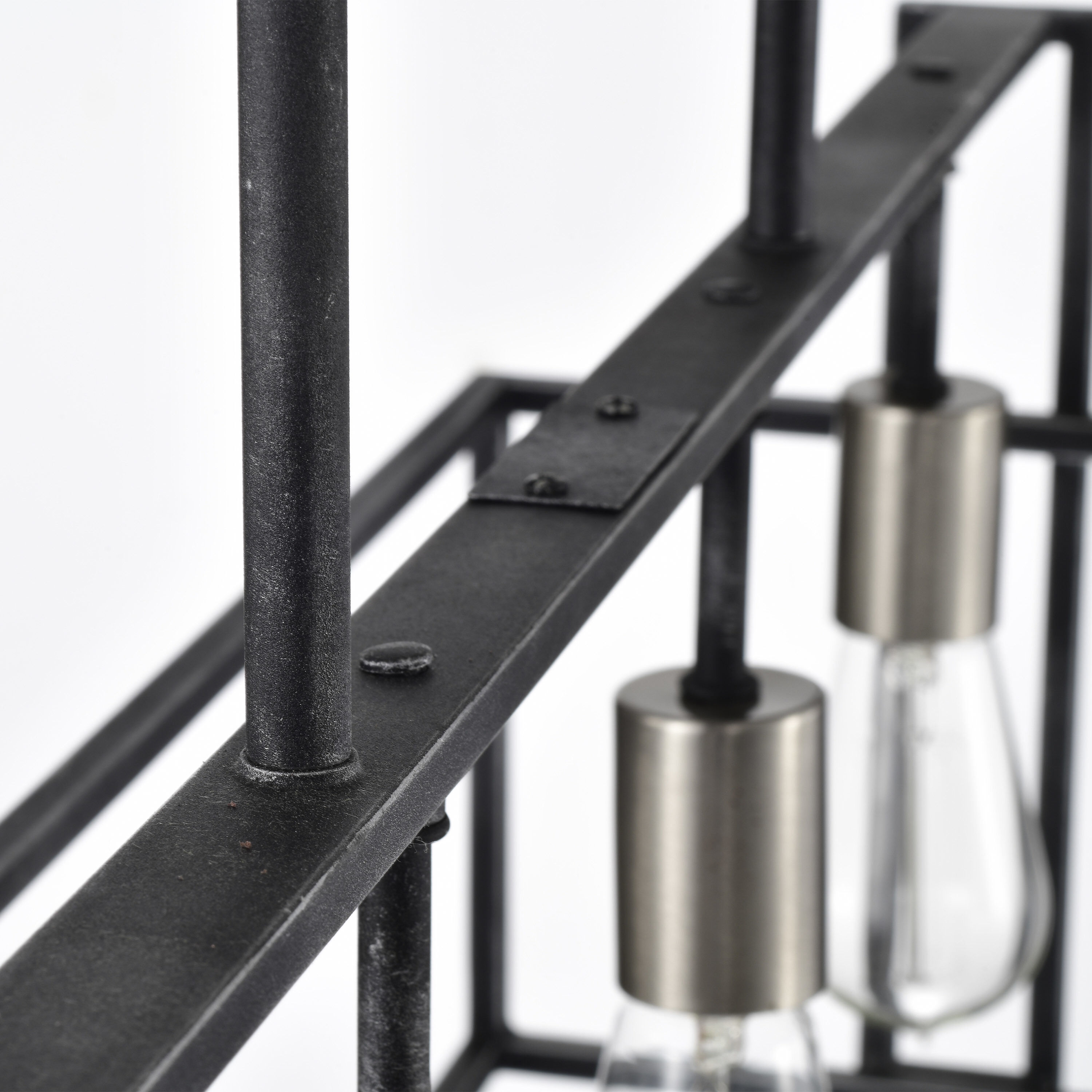 Lake 4 Light 36 inch Iron Black and Brushed Nickel Accents Island Pendant Ceiling Light