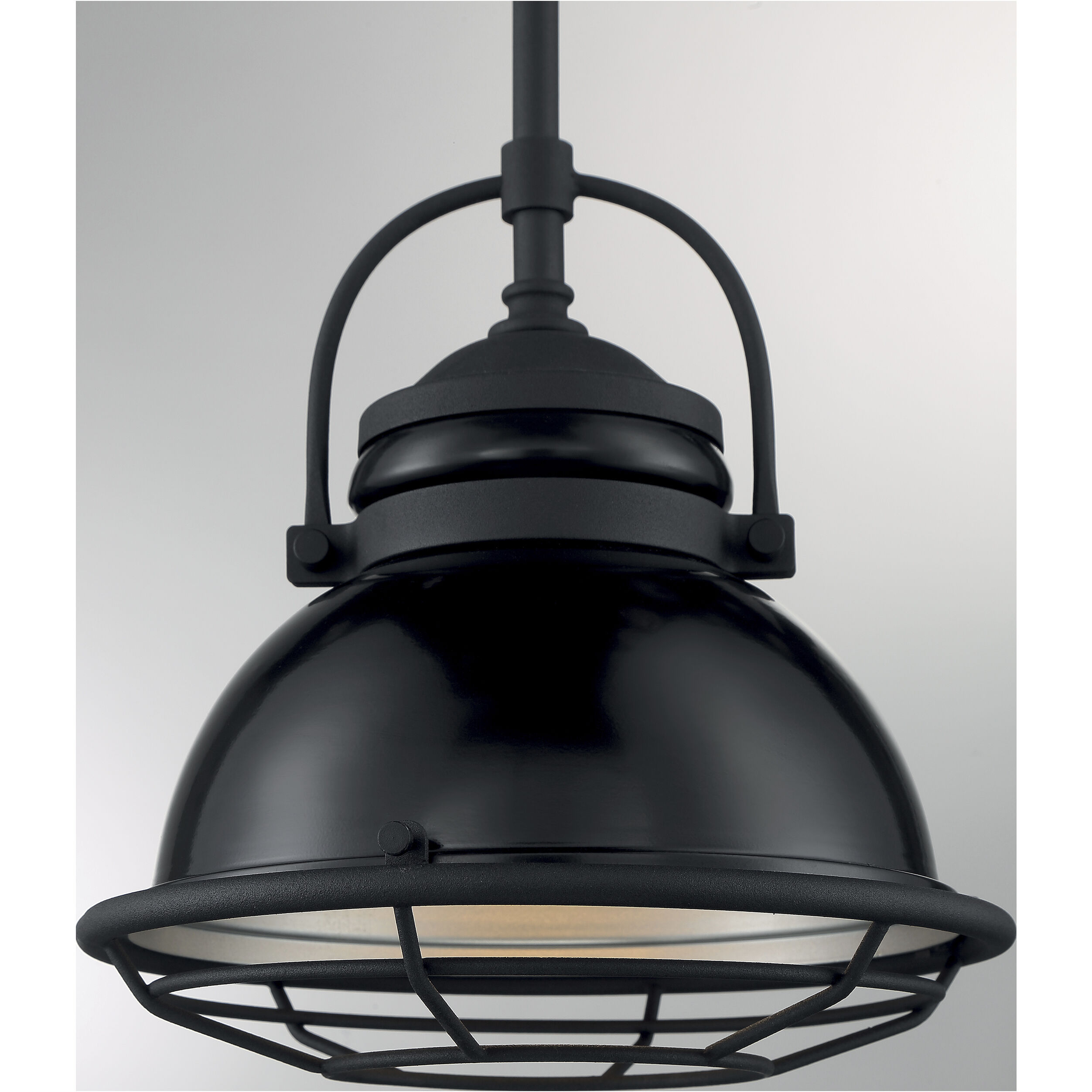 Upton 1 Light 9.75 inch Gloss Black and Silver Pendant Ceiling Light
