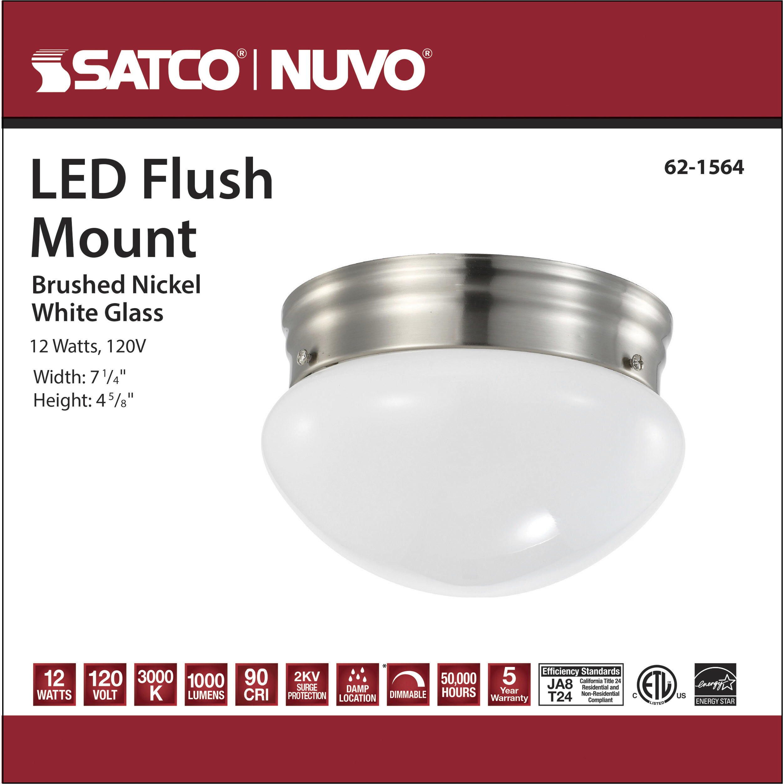 Brentwood LED 7 inch Brushed Nickel Flush Mount Ceiling Light