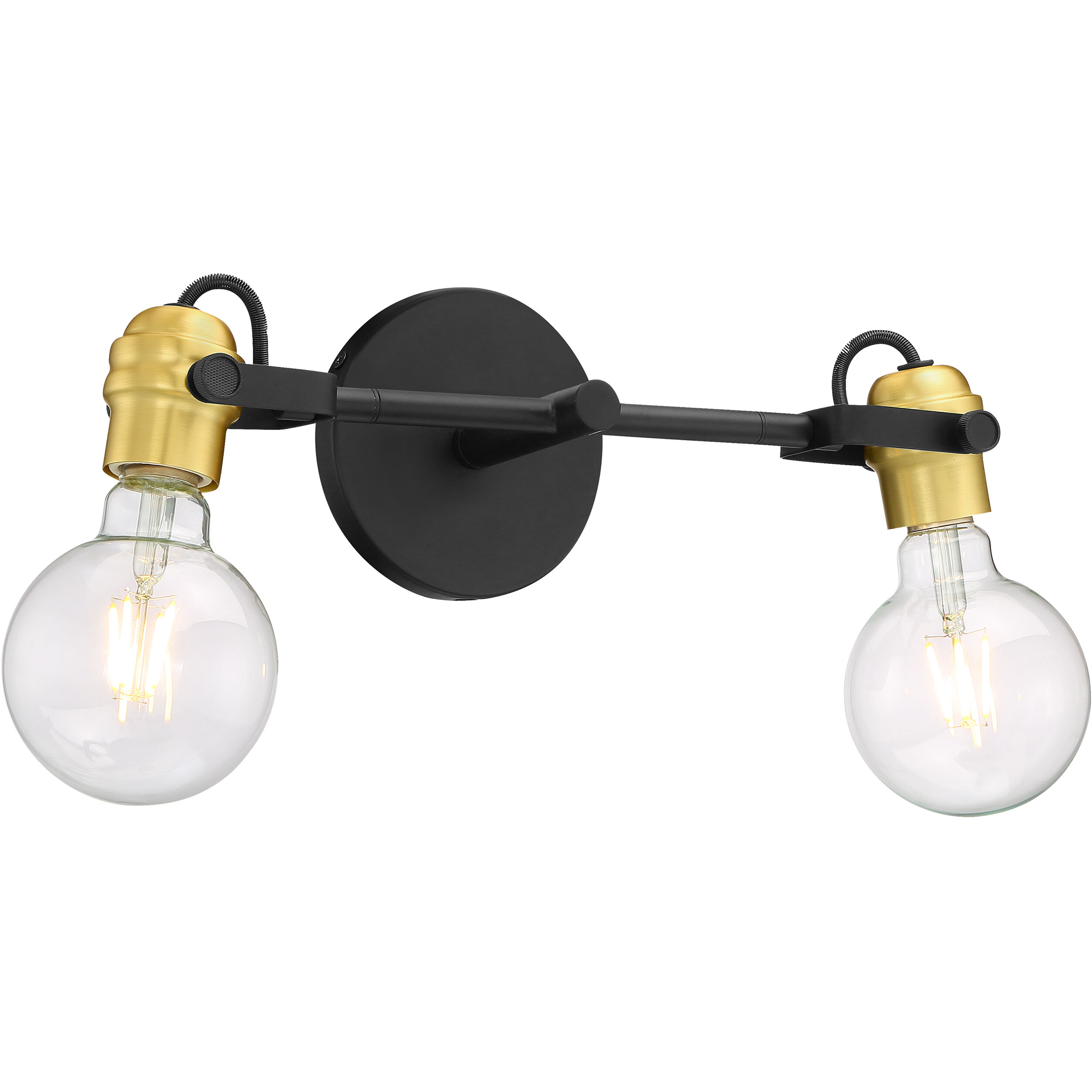 Mantra 2 Light 14.5 inch Black and Brushed Brass Vanity Light Wall Light