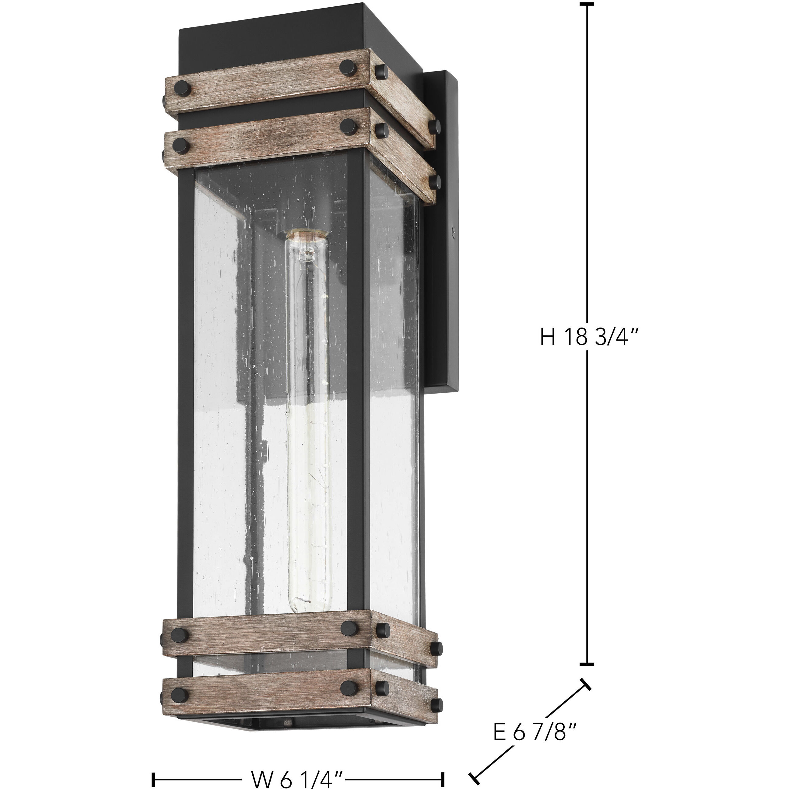 Homestead 1 Light 19 inch Black/Wood Outdoor Wall Sconce