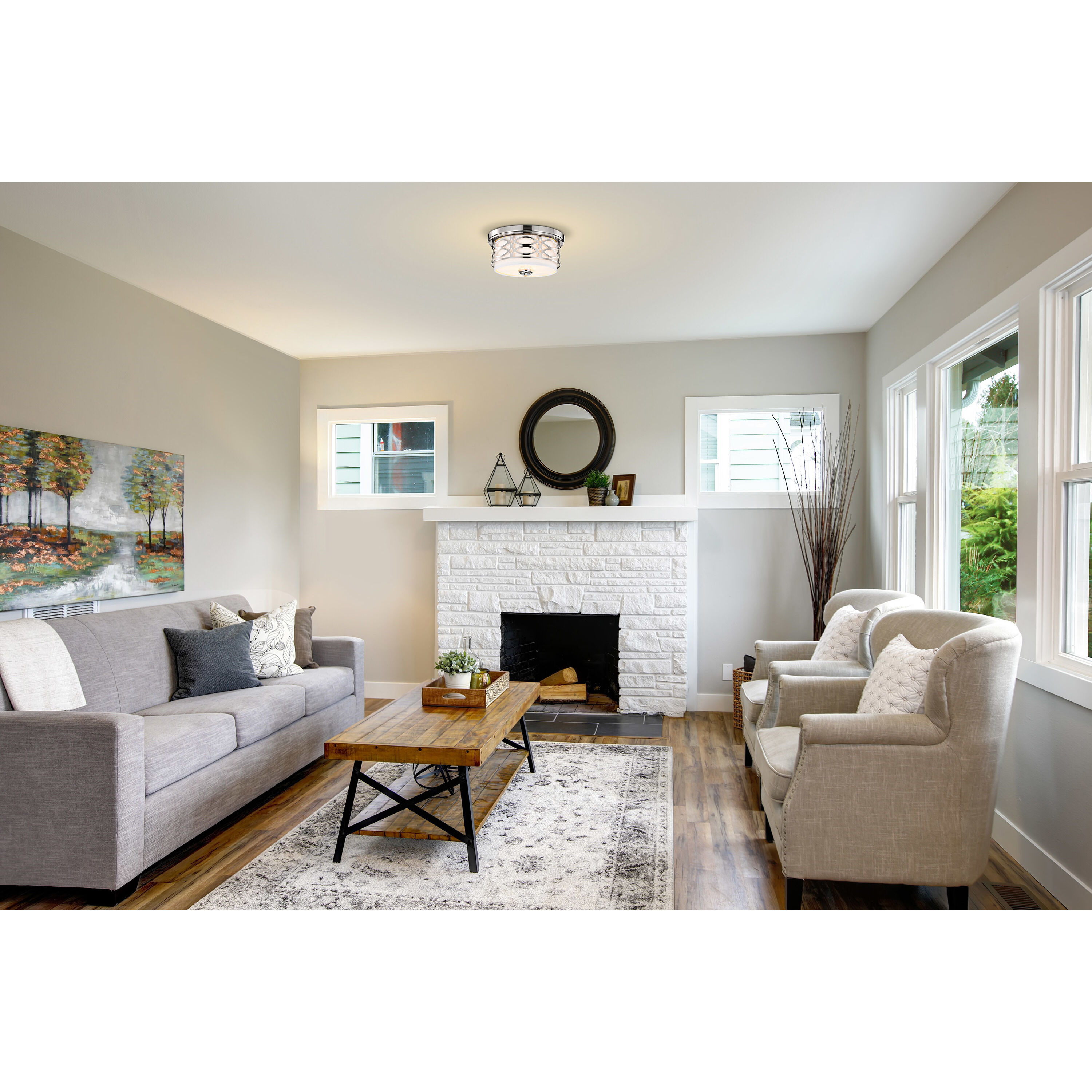 Harlow 2 Light 13.38 inch Polished Nickel Flush Mount Ceiling Light