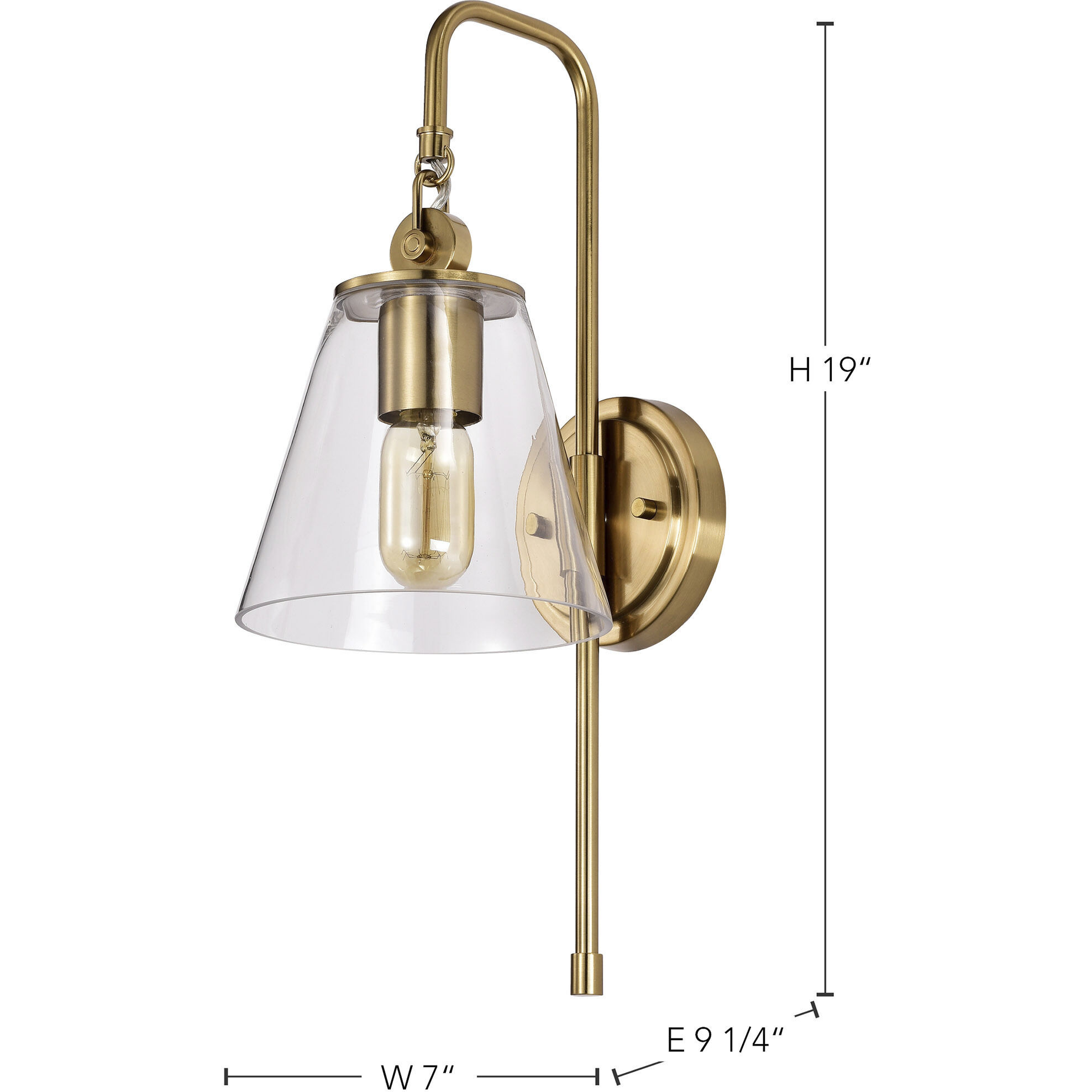 Dover 1 Light 7 inch Vintage Brass Bathroom Vanity Lights Wall Light