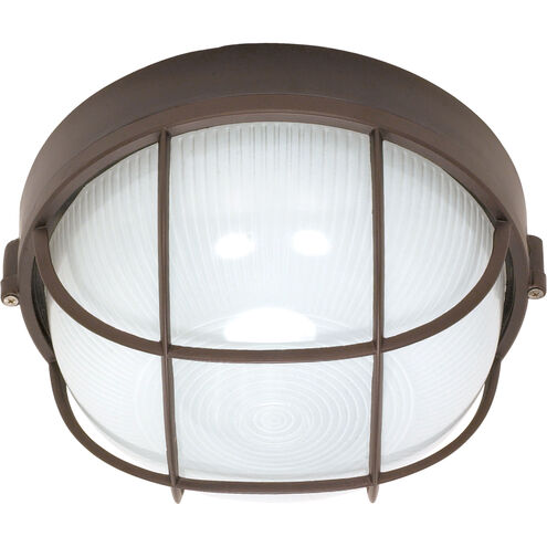 Brentwood 1 Light 8 inch Architectural Bronze Outdoor Bulk Head, Round Cage