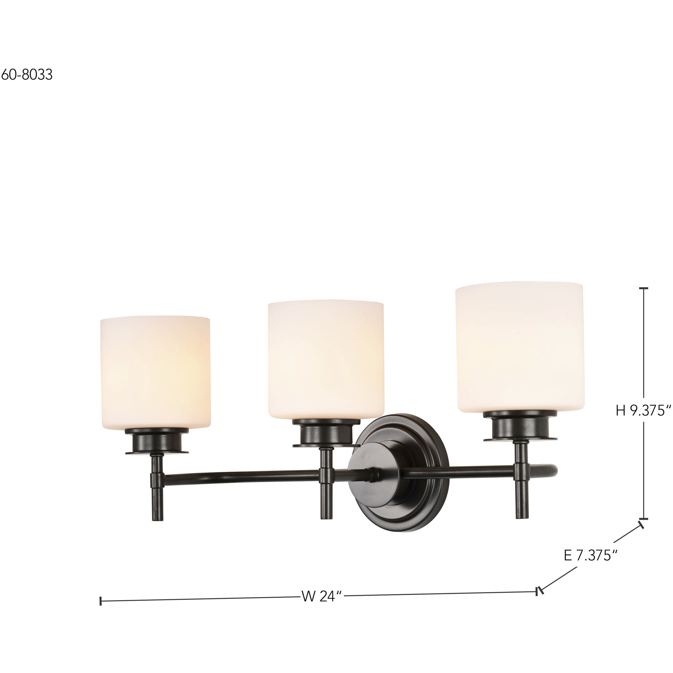 Warren 3 Light 24 inch Gun Metal Vanity Light Wall Light