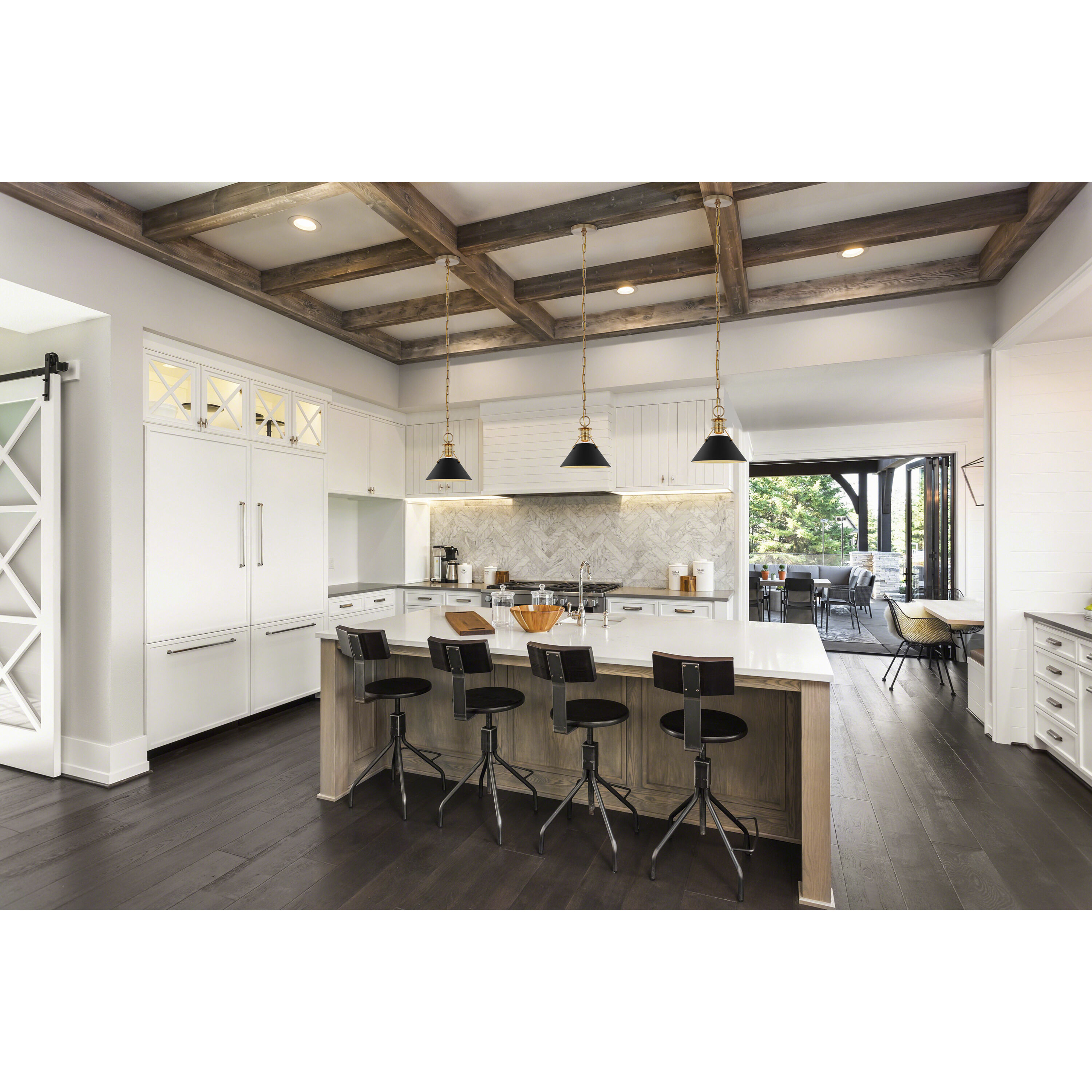 Outpost 1 Light 9.5 inch Matte Black/Burnished Brass Pendant Ceiling Light