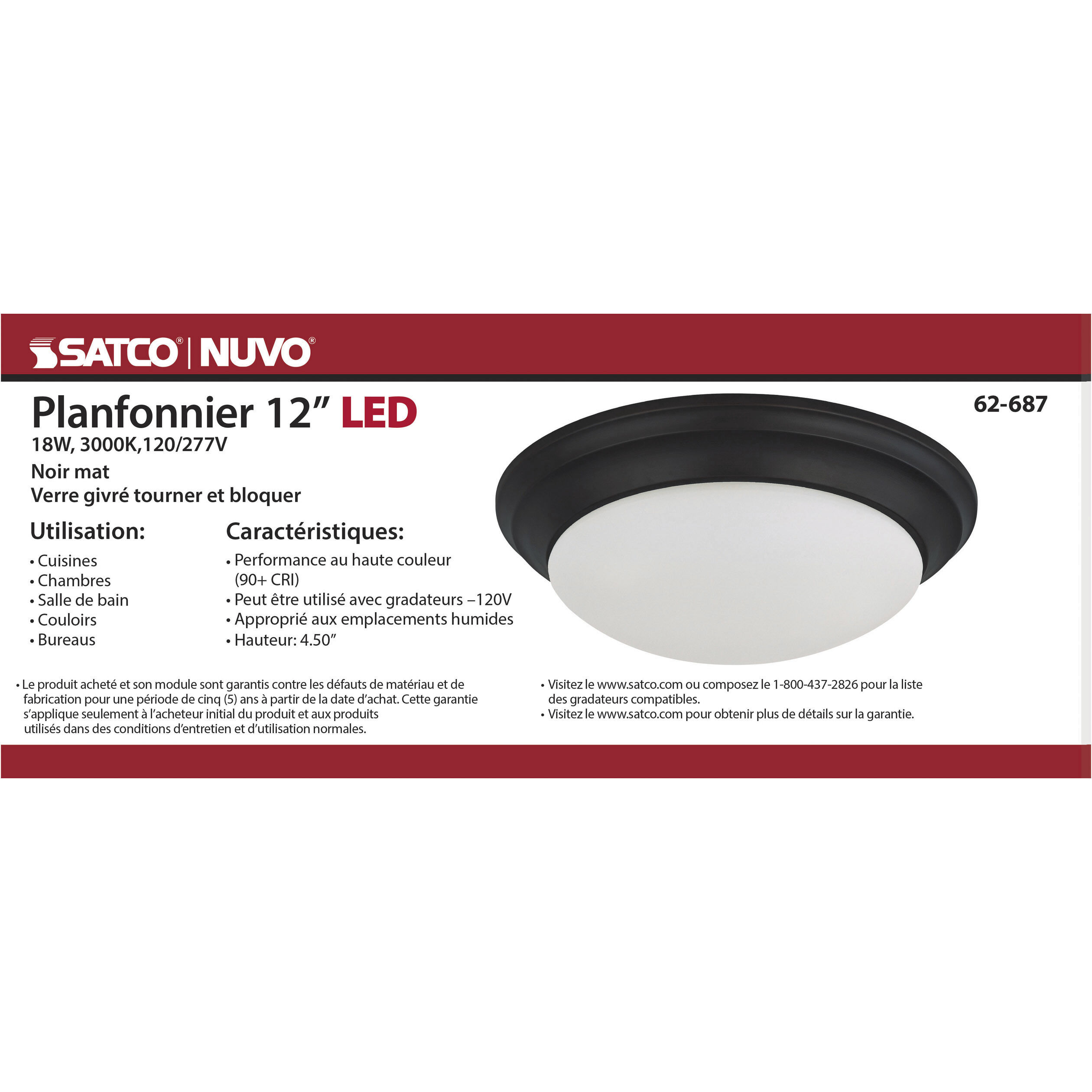 Brentwood LED 11.75 inch Matte Black Flush Mount Ceiling Light