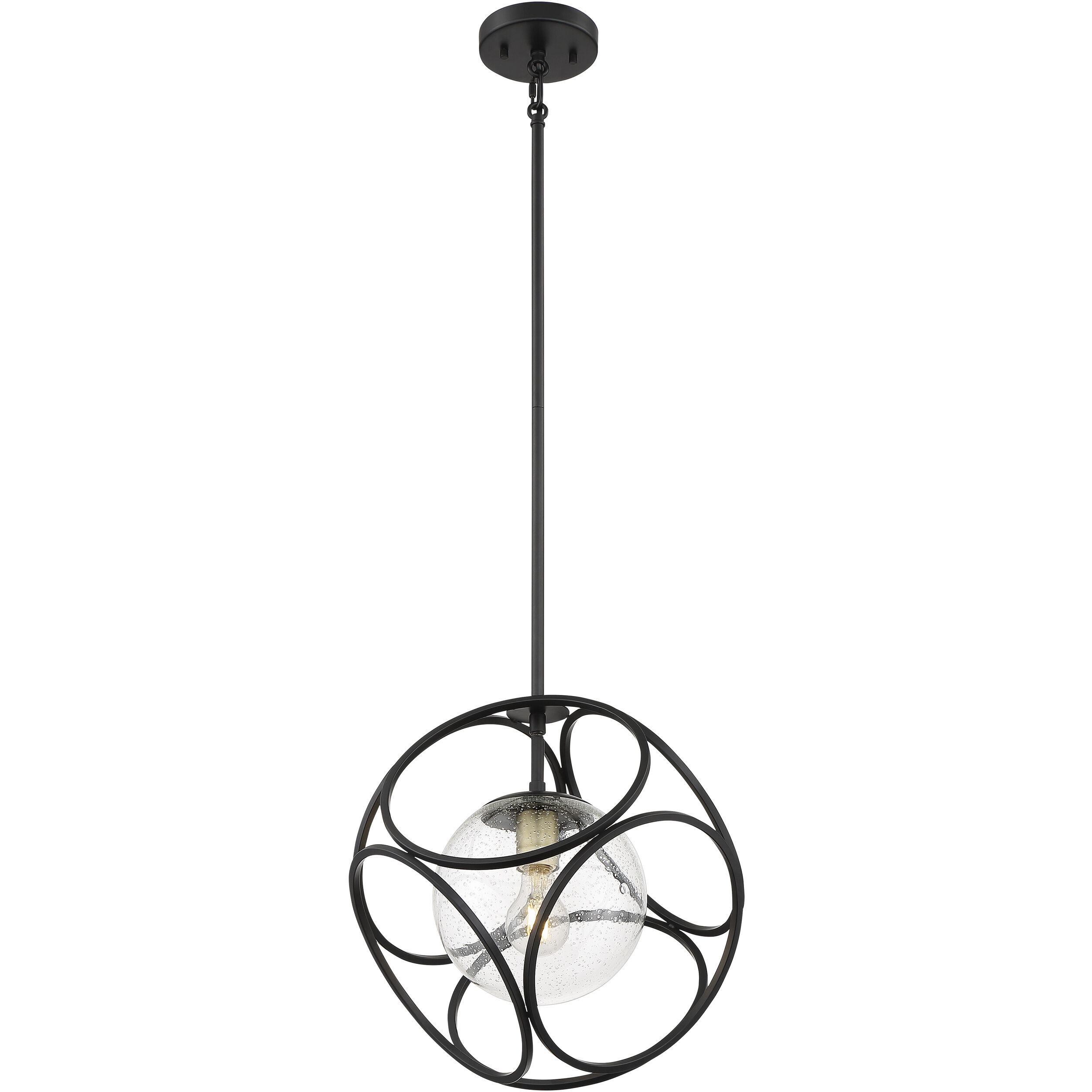 Aurora 1 Light 14 inch Black and Vintage Brass Pendant Ceiling Light