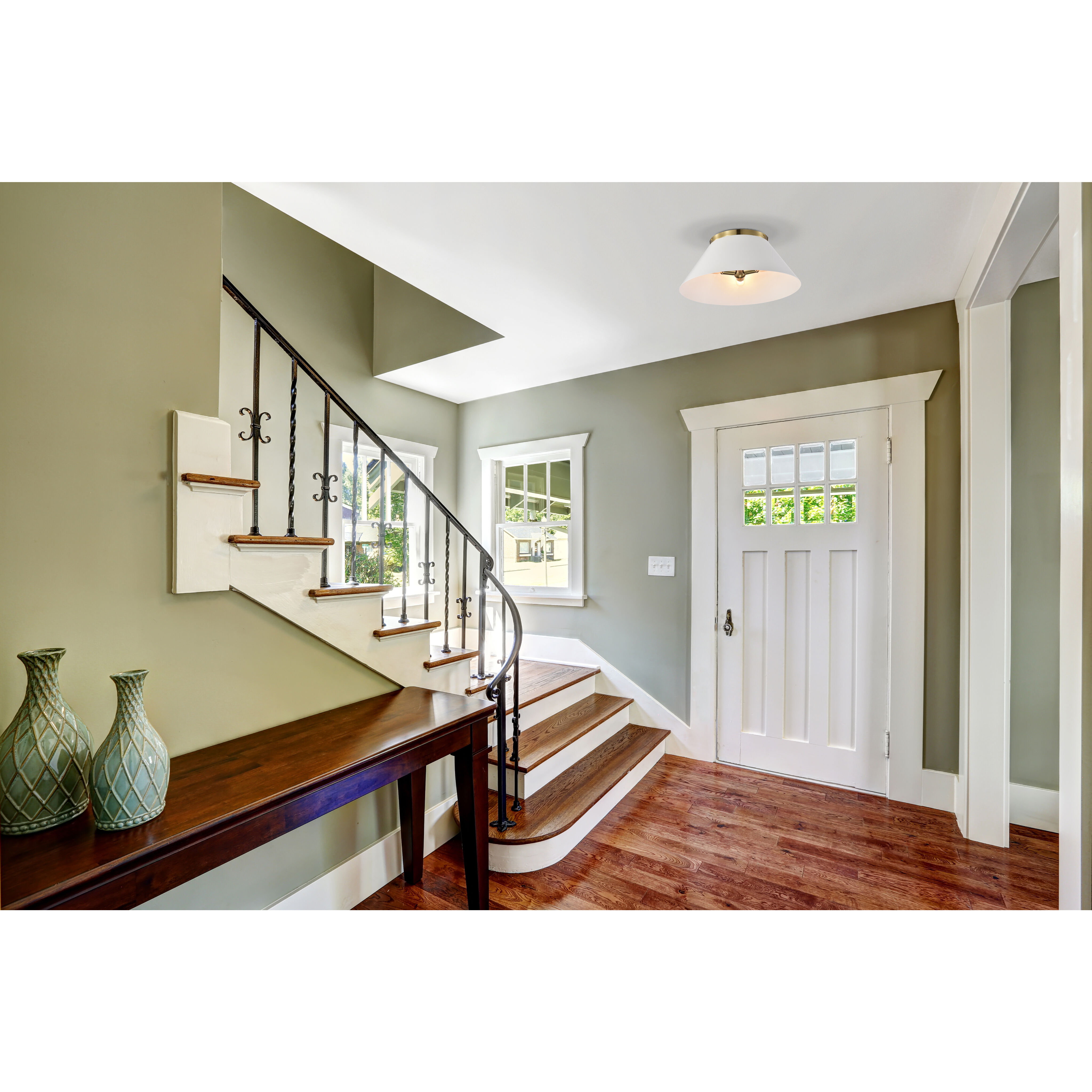 Dover 3 Light 20 inch White/Vintage Brass Flush Ceiling Light