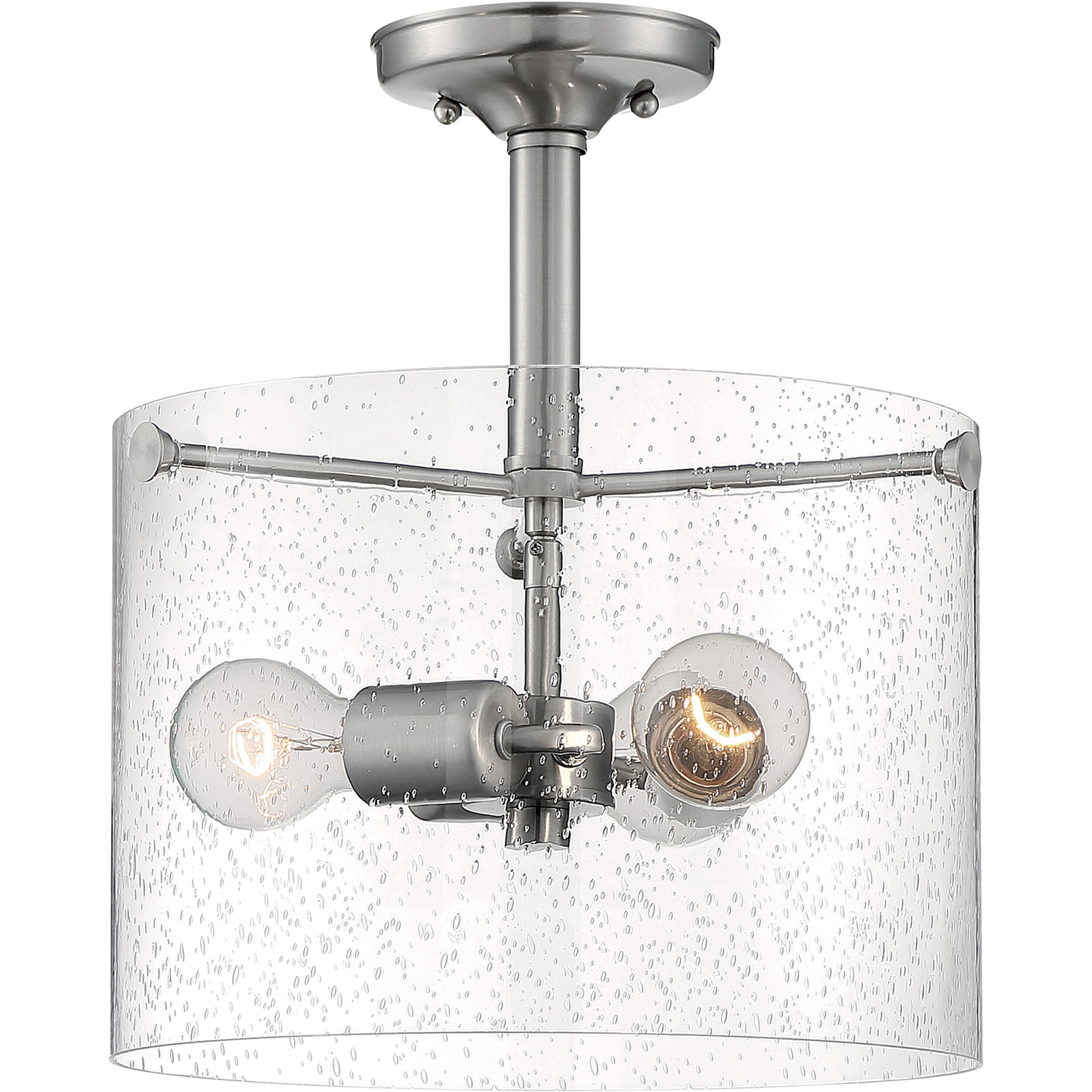 Bransel 3 Light 12 inch Brushed Nickel Semi Flush Mount Fixture Ceiling Light