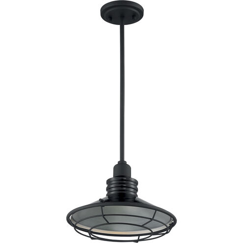 Blue Harbor 1 Light 12 inch Gloss Black and Silver Pendant Ceiling Light