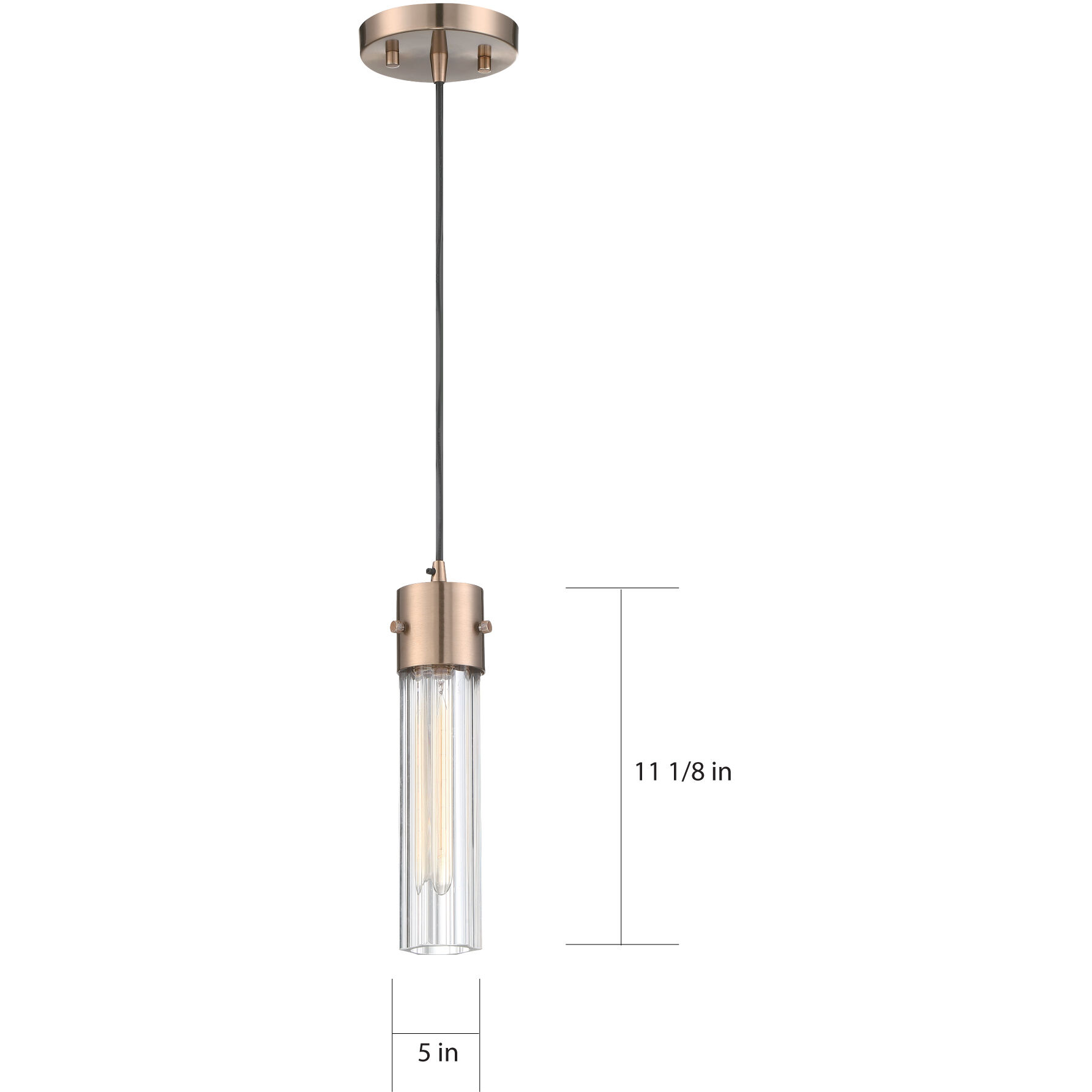 Eaves 1 Light 5 inch Copper Brushed Brass and Clear Ribbed Pendant Ceiling Light