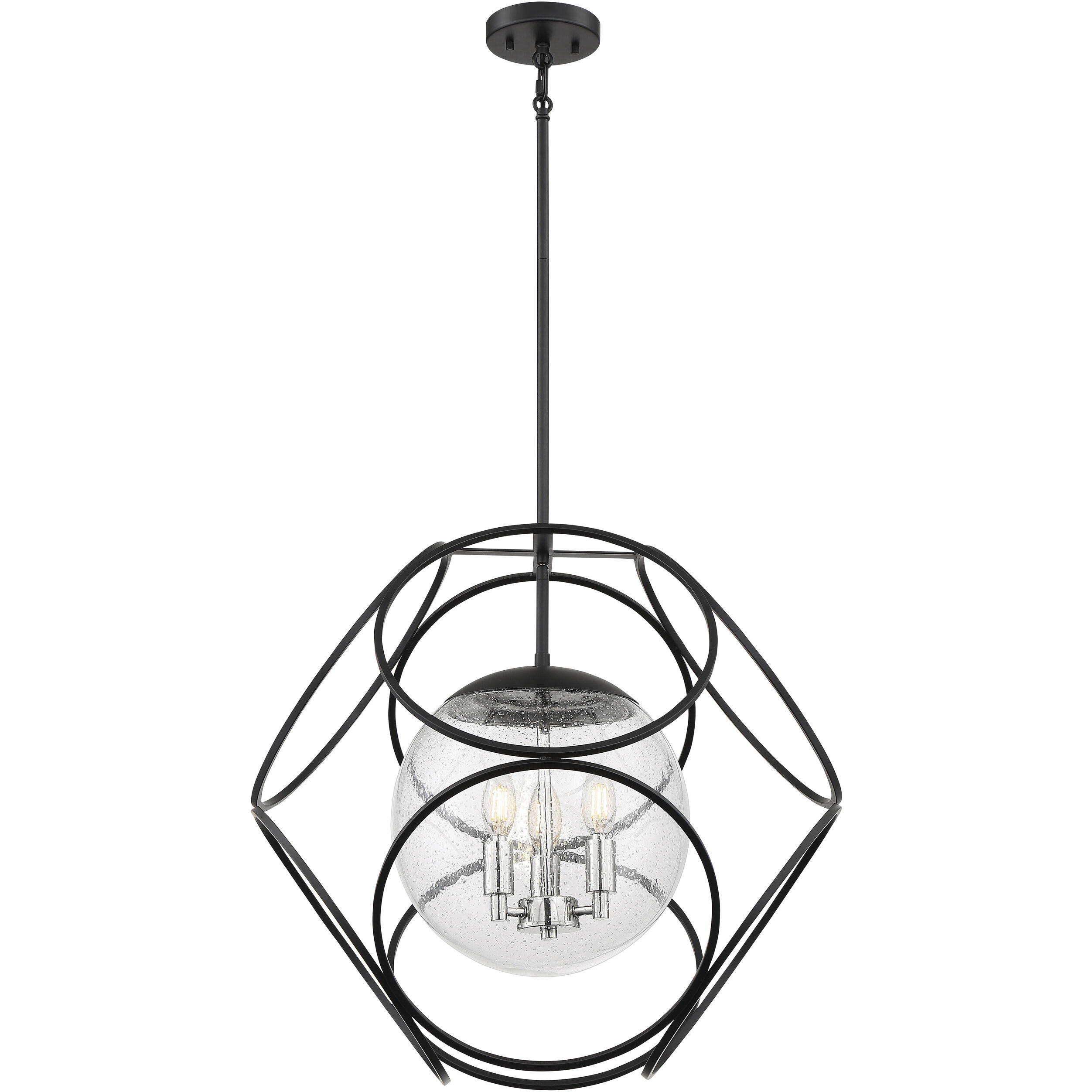 Aurora 3 Light 22 inch Black and Polished Nickel Pendant Ceiling Light