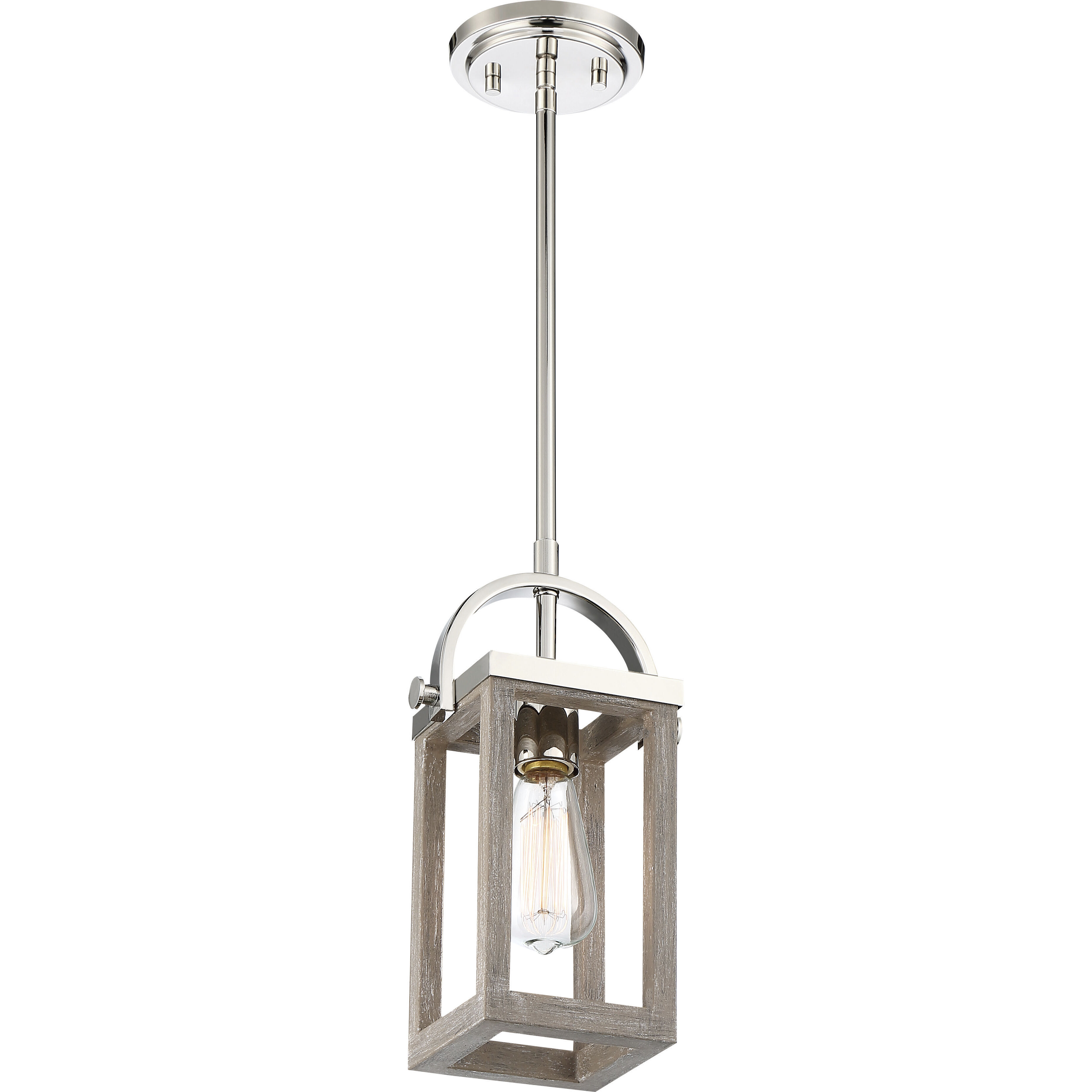 Bliss 1 Light 6.75 inch Driftwood and Polished Nickel Accents Mini Pendant Ceiling Light