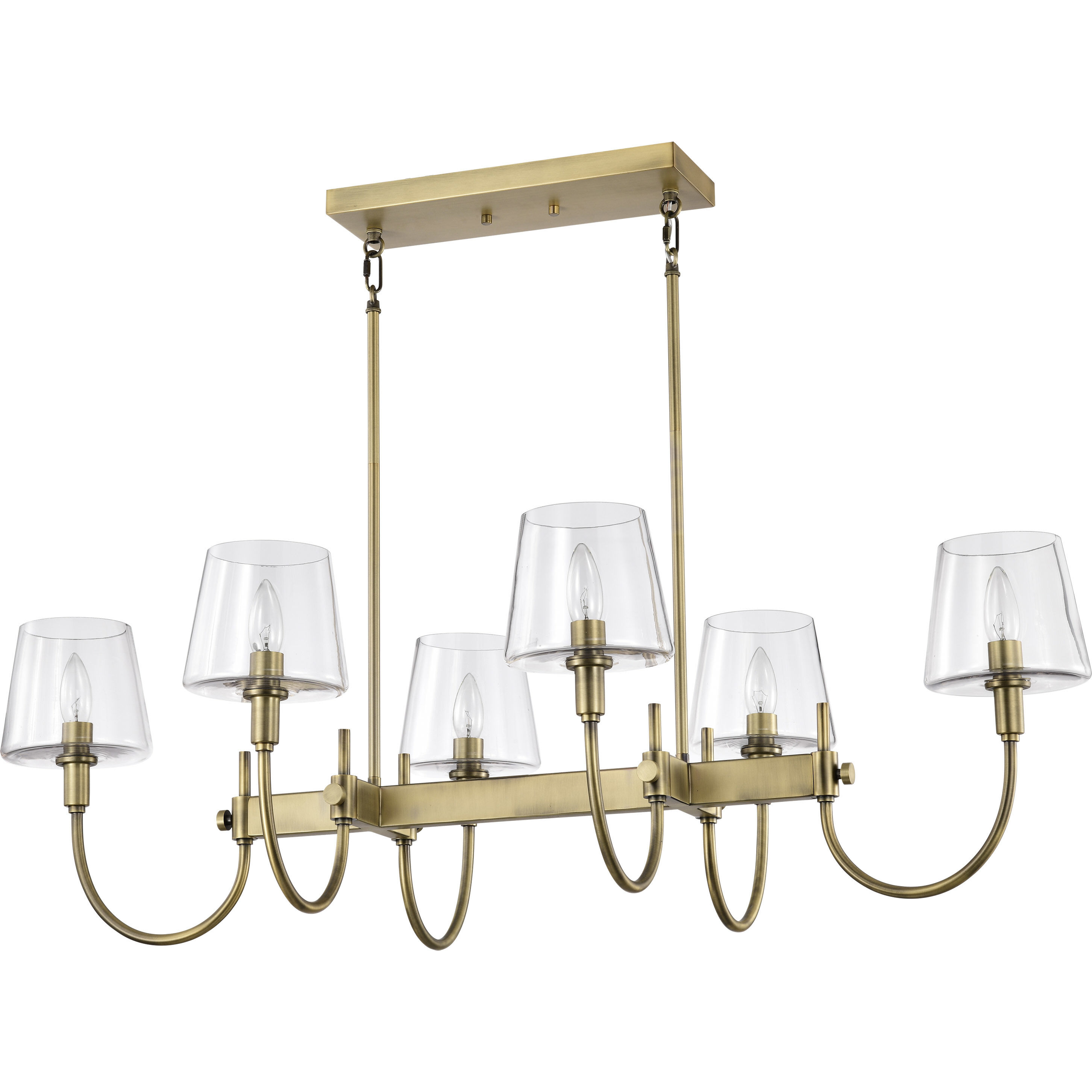 Brookside 6 Light 25 inch Vintage Brass Island Pendant Ceiling Light