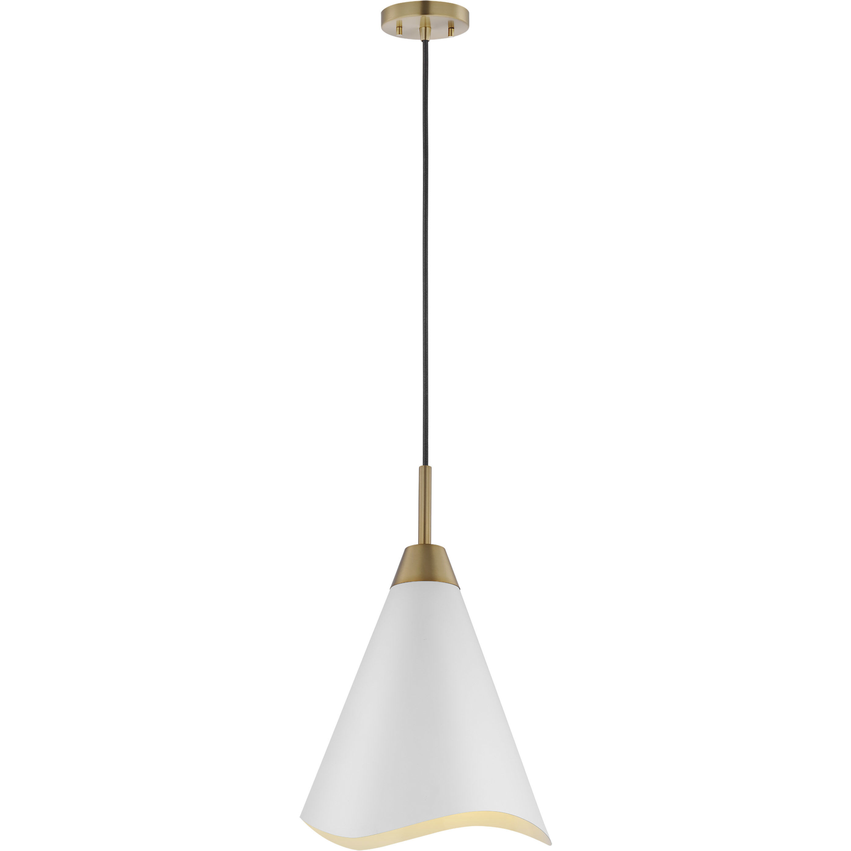Tango 1 Light 12 inch Matte White/Burnished Brass Pendant Ceiling Light