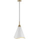 Tango 1 Light 12 inch Matte White/Burnished Brass Pendant Ceiling Light