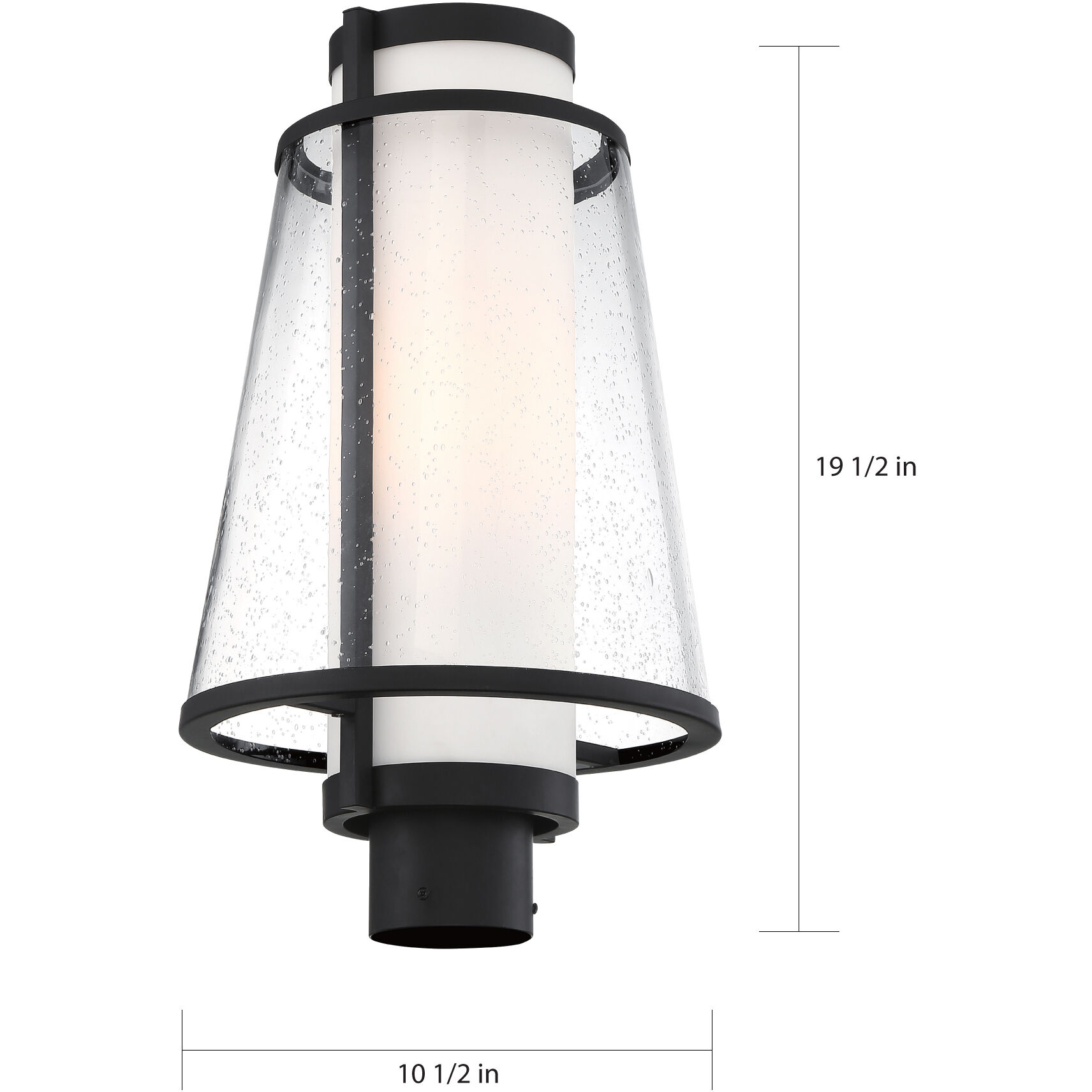 Anau 1 Light 18.38 inch Matte Black and Glass Outdoor Post Lantern