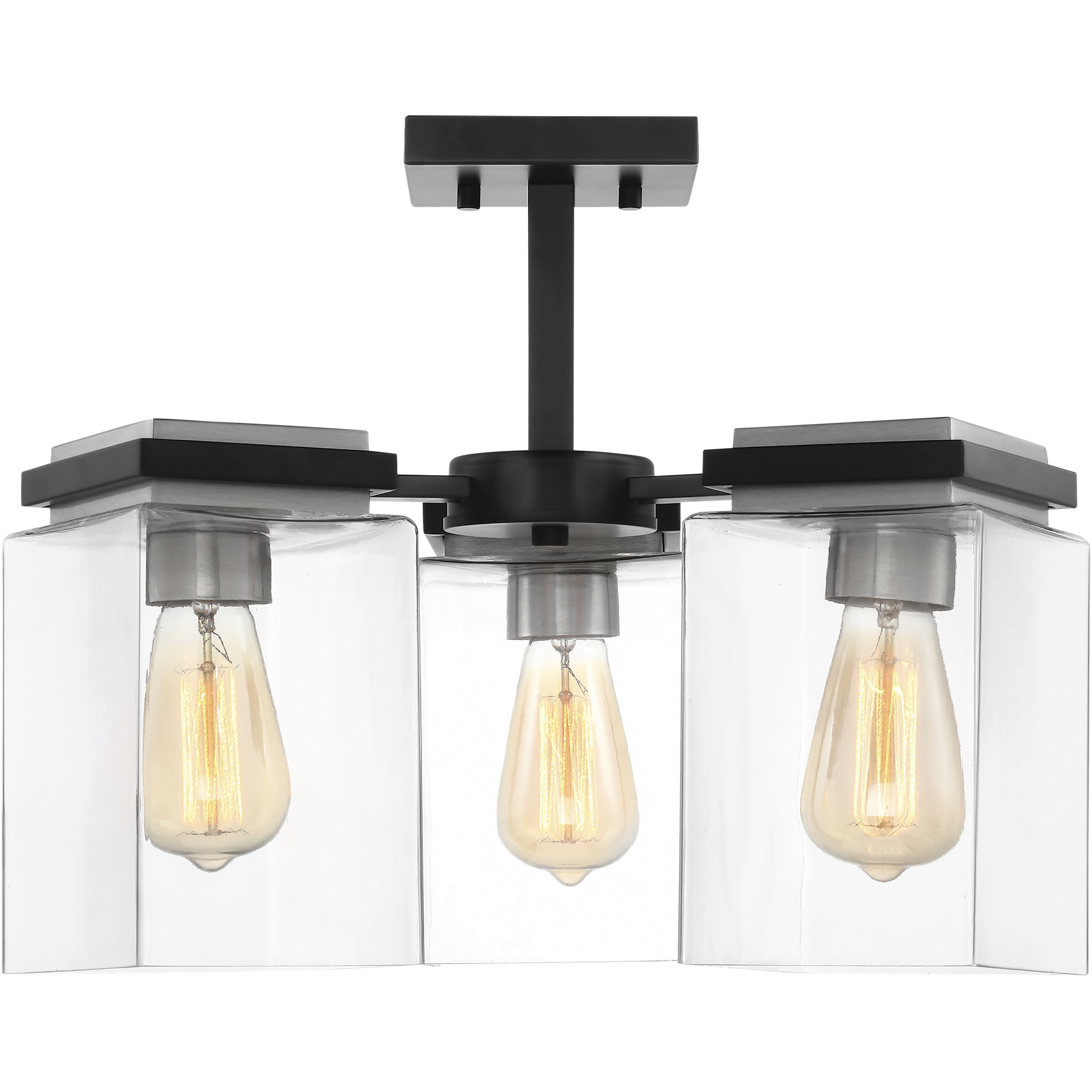 Crossroads 3 Light 18.13 inch Matte Black Semi Flush Ceiling Light