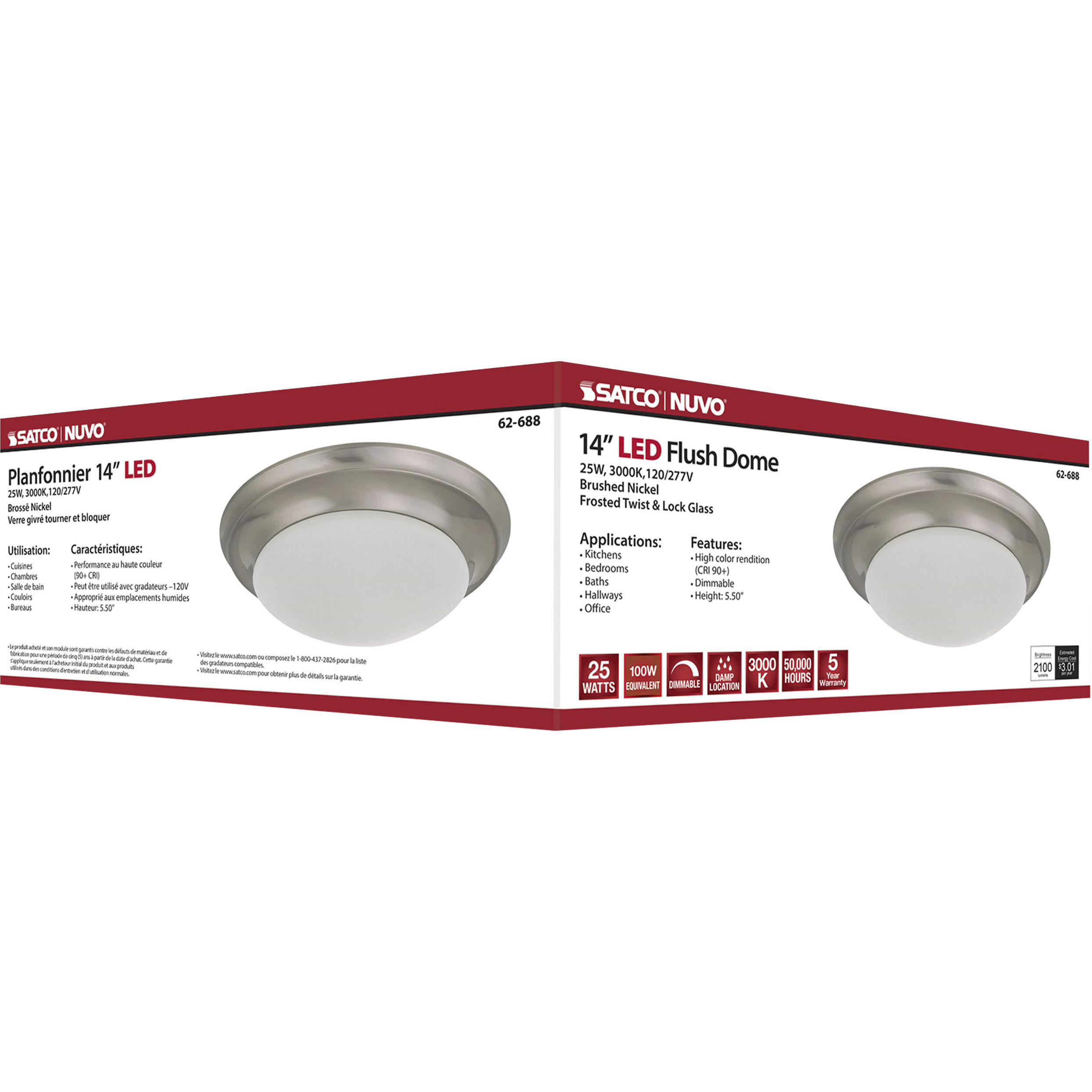 Brentwood LED 14 inch Brushed Nickel Flush Mount Ceiling Light
