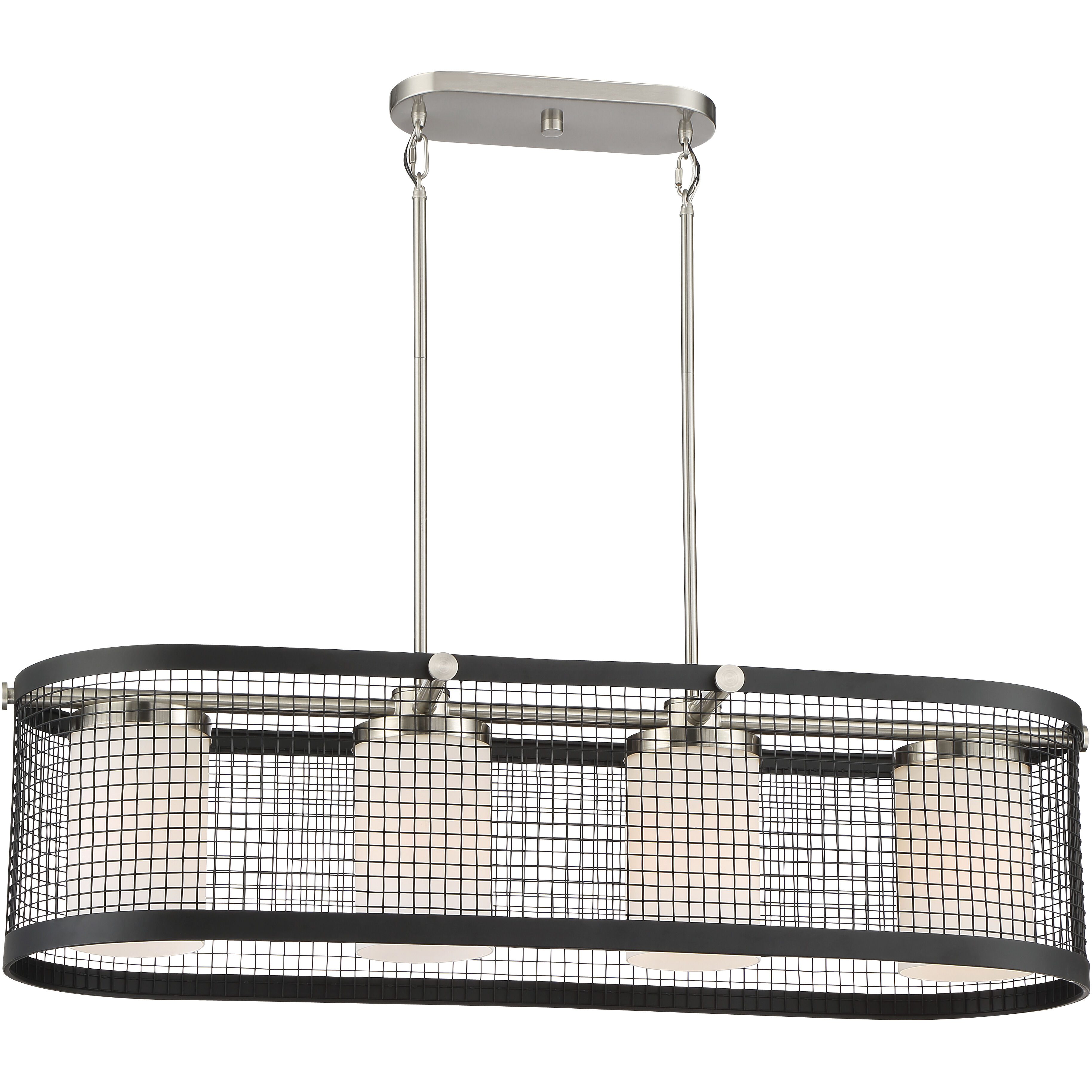 Pratt 4 Light 38.75 inch Black and Brushed Nickel Accents Island Pendant Ceiling Light