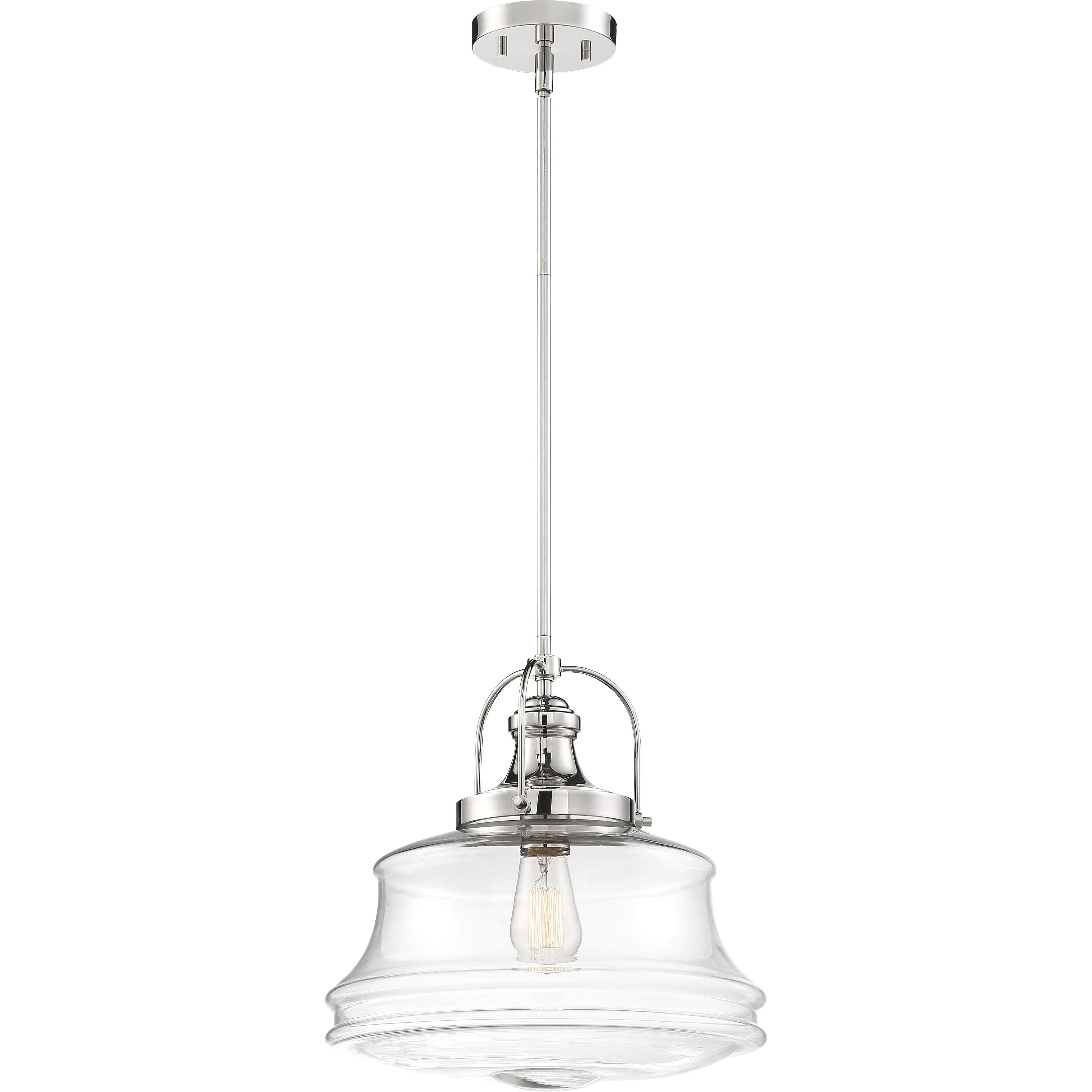 Basel 1 Light 13.75 inch Polished Nickel and Clear Pendant Ceiling Light