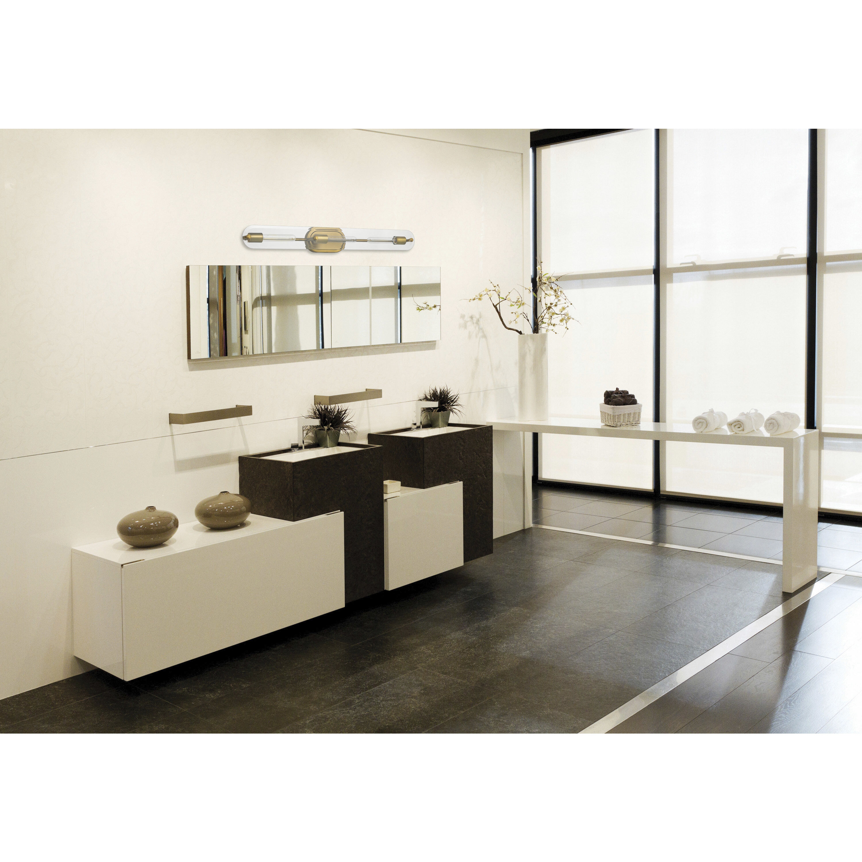 Teton 3 Light 34 inch Natural Brass Bathroom Vanity Light Wall Light