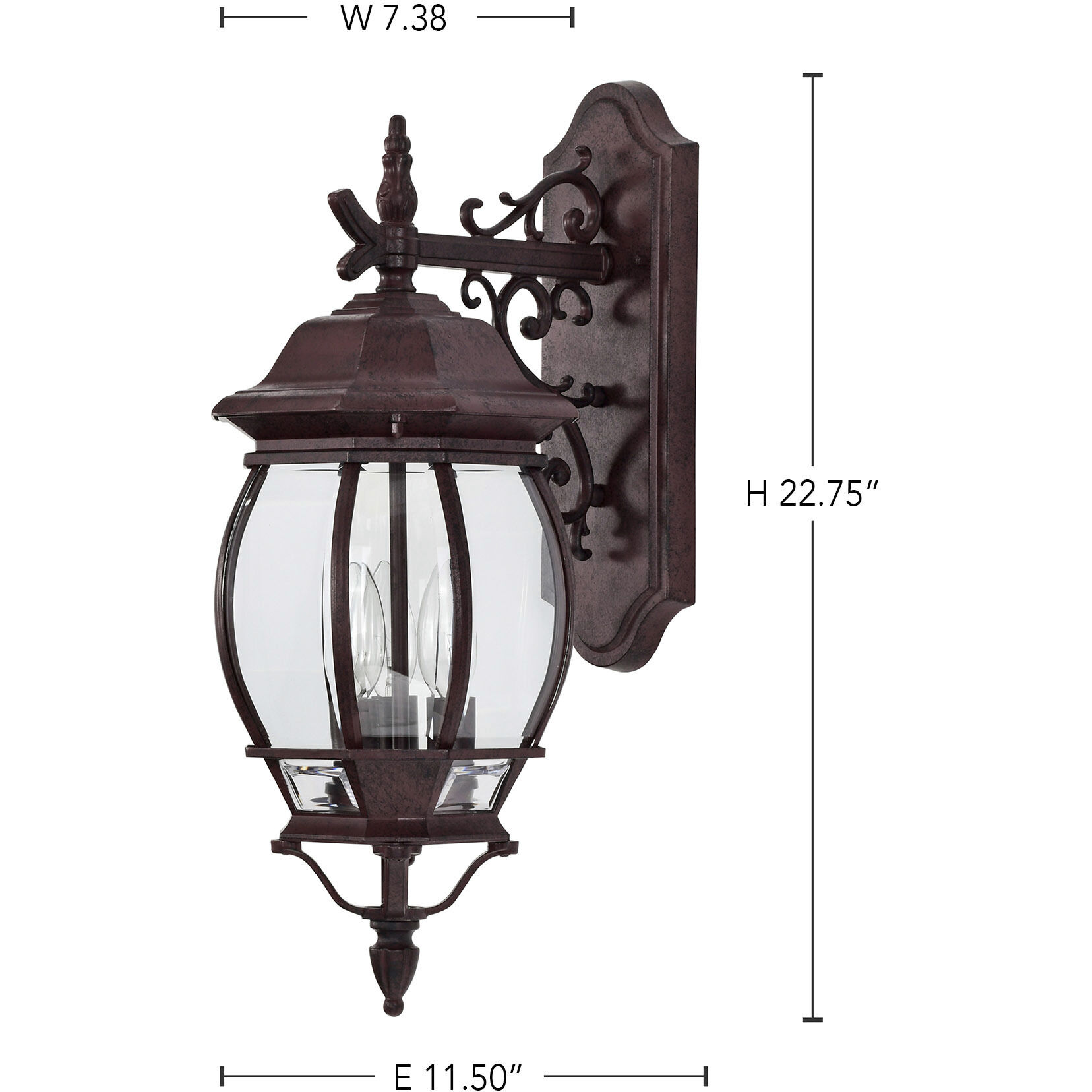 Central Park 3 Light 23 inch Old Bronze Outdoor Wall Lantern