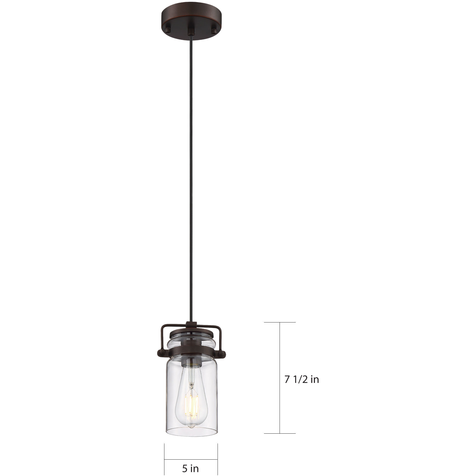 Antebellum 1 Light 5 inch Mahogany Bronze and Clear Mini Pendant Ceiling Light