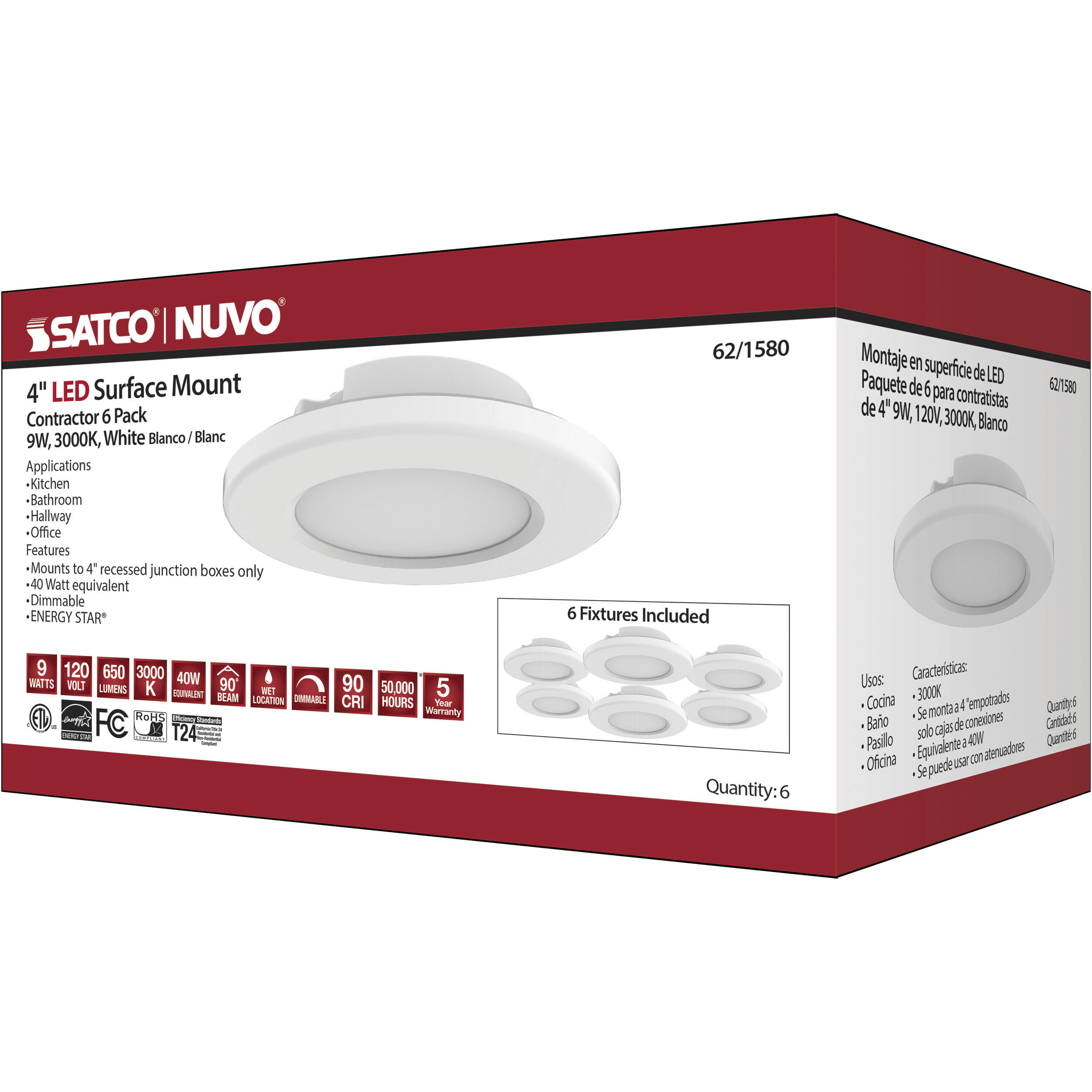 ColorQuick LED 5 inch White Close-to-Ceiling Ceiling Light, Edge Lit