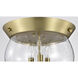 Boliver 3 Light 13.5 inch Vintage Brass Flush Mount Ceiling Light