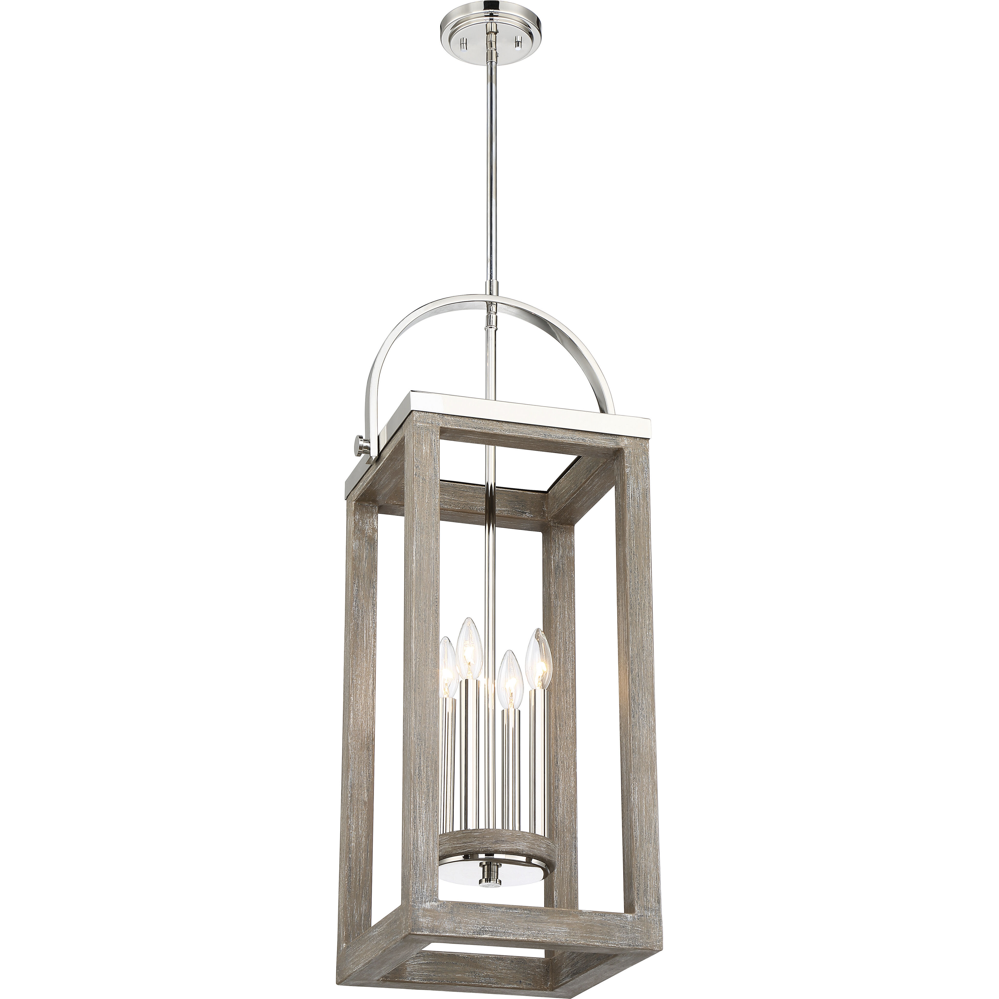 Bliss 4 Light 13.75 inch Driftwood and Polished Nickel Accents Pendant Ceiling Light