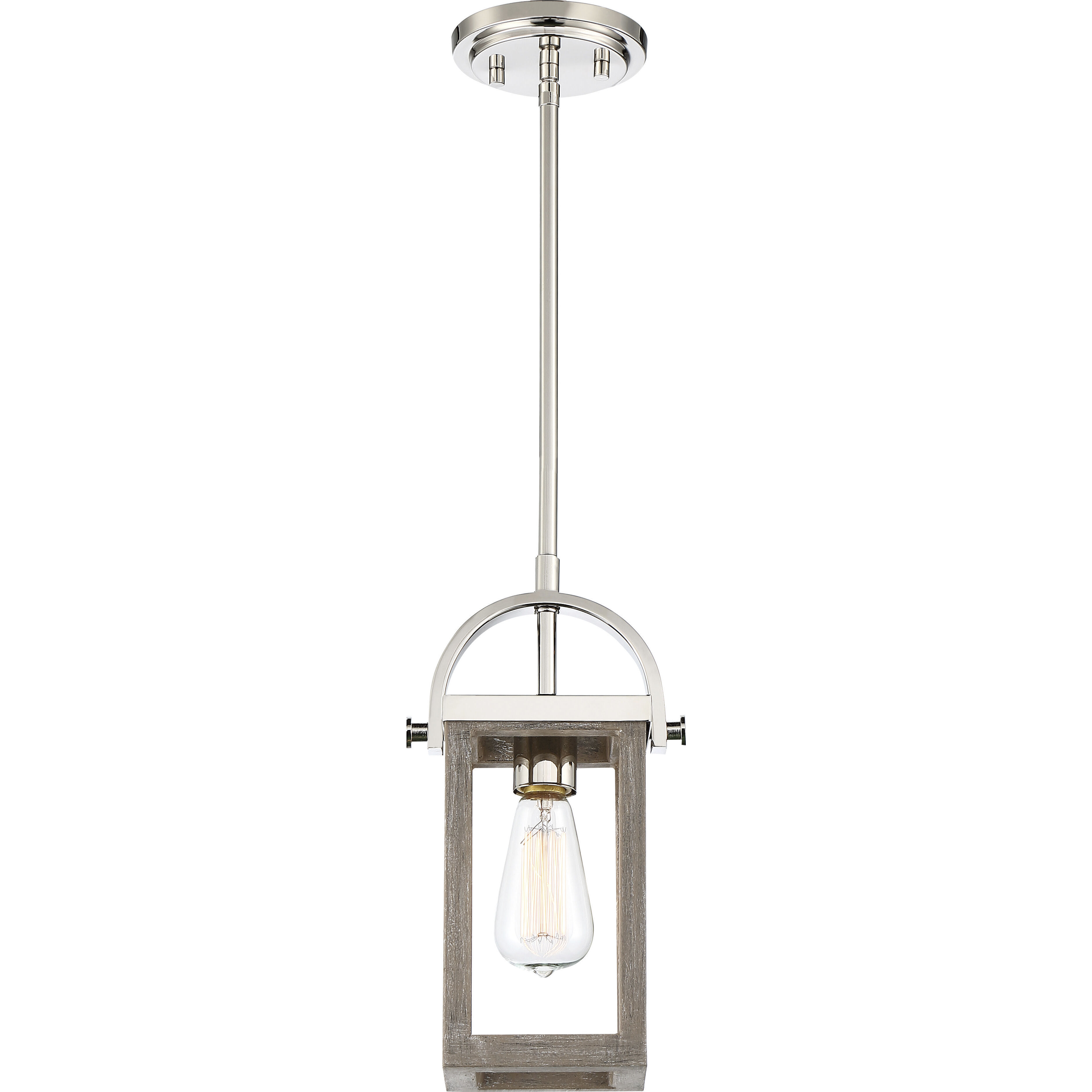 Bliss 1 Light 6.75 inch Driftwood and Polished Nickel Accents Mini Pendant Ceiling Light