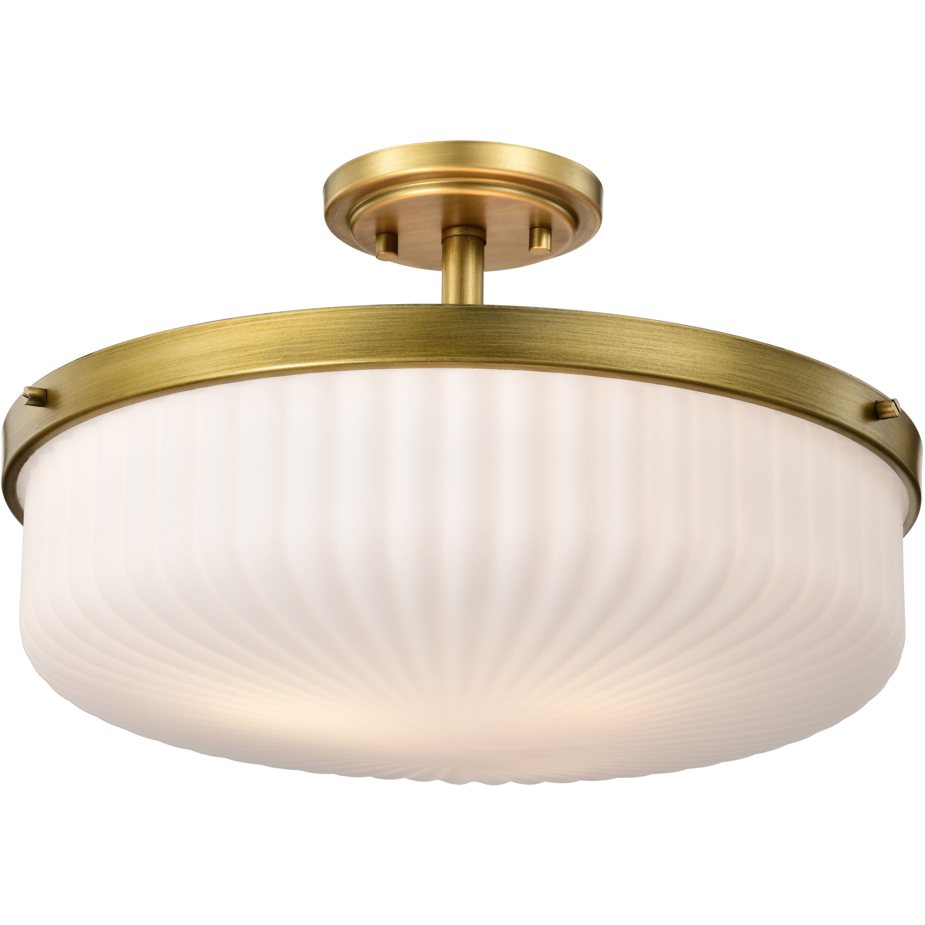 Solara 16.6 inch Natural Brass Semi Flush Mount Ceiling Light