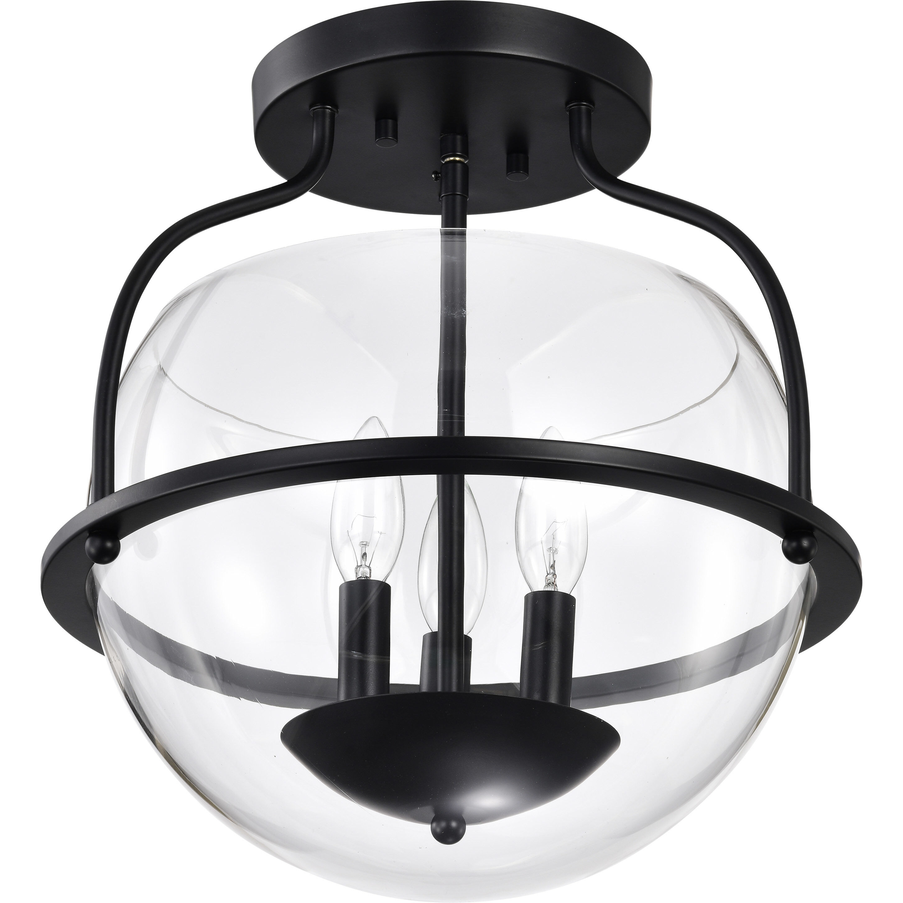 Amado 3 Light 14 inch Matte Black Semi Flush Mount Ceiling Light
