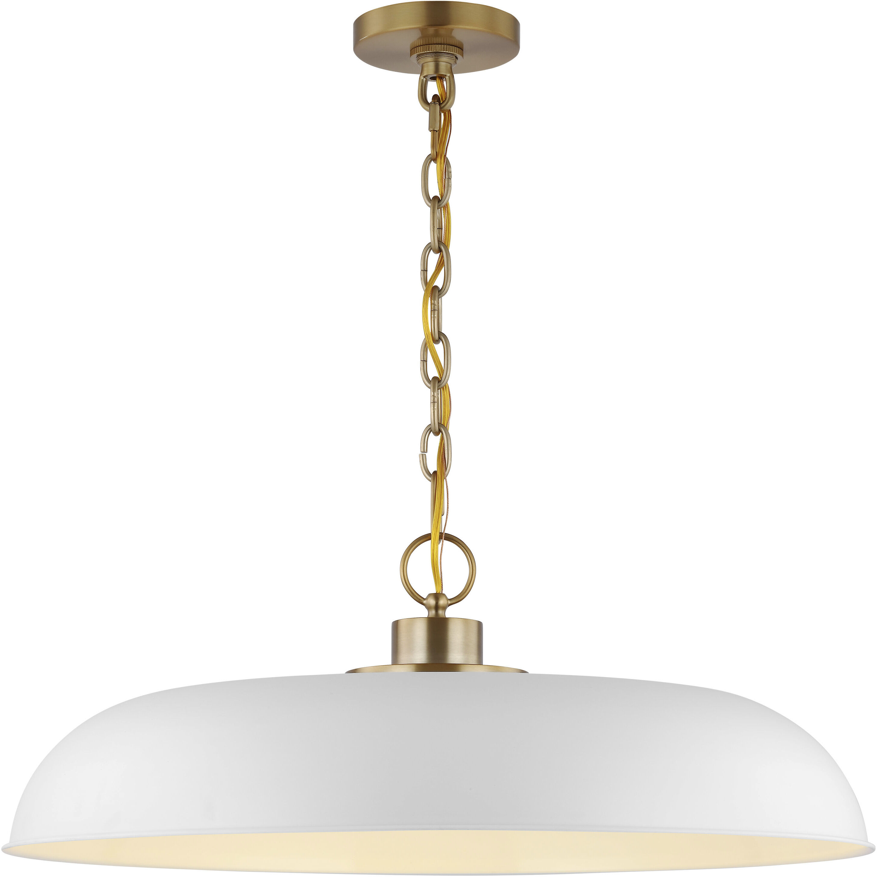 Colony 1 Light 24 inch Matte White/Burnished Brass Pendant Ceiling Light