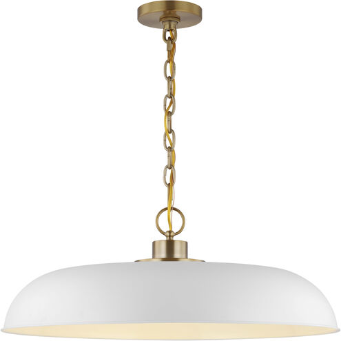 Colony 1 Light 24 inch Matte White/Burnished Brass Pendant Ceiling Light