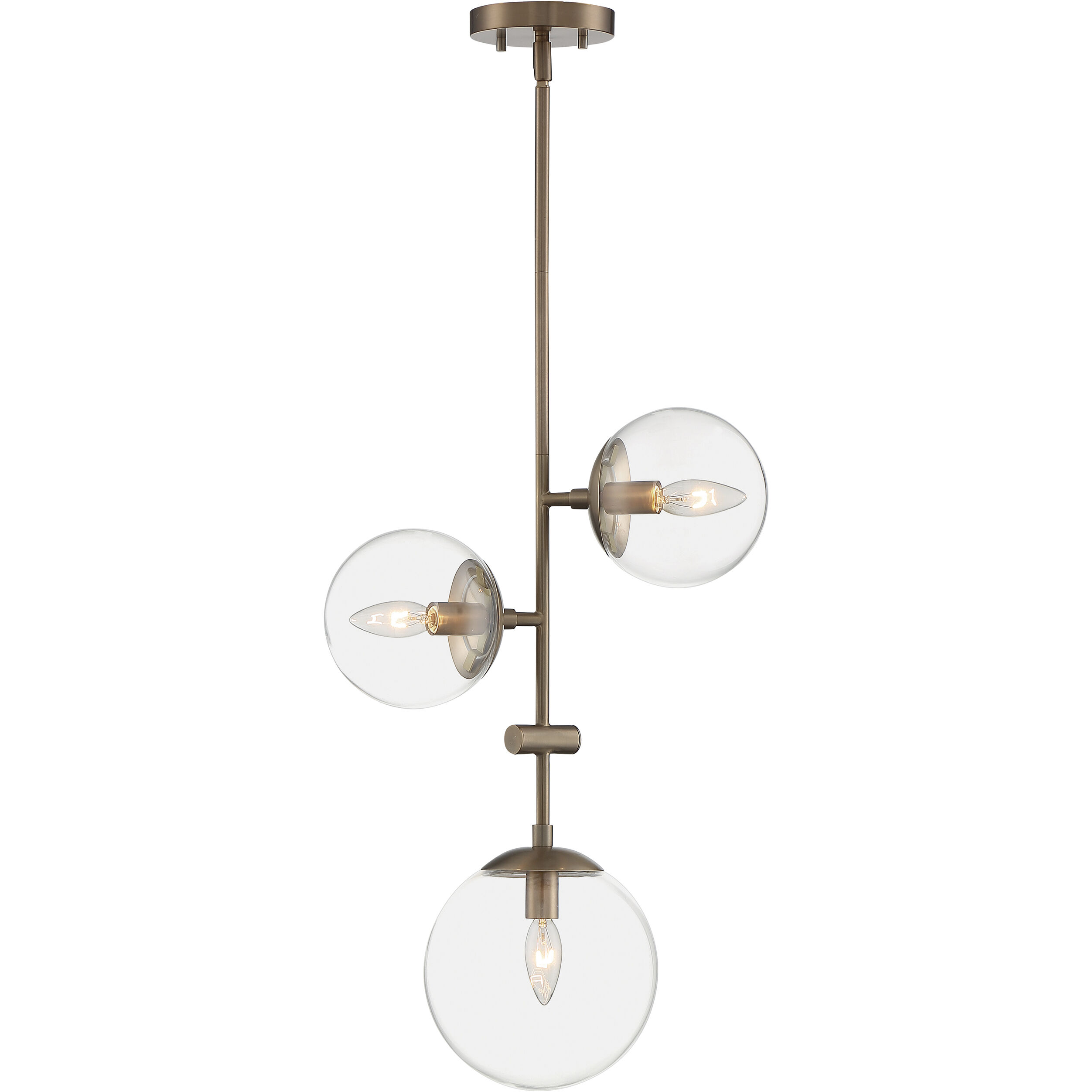 Sky 3 Light 15 inch Burnished Brass Pendant Ceiling Light