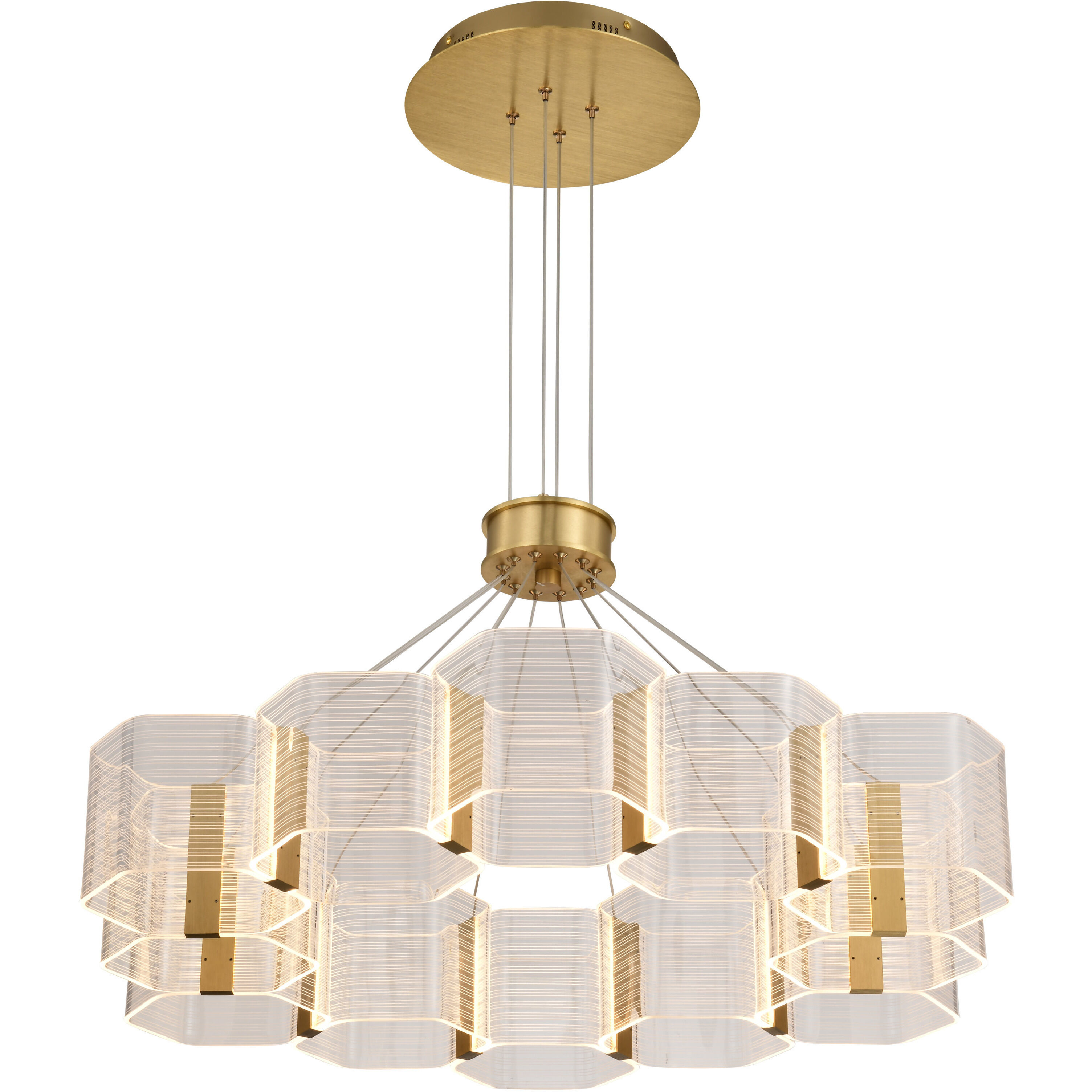 Kenzo LED 34.25 inch Polished Anodized Bronze Chandelier Ceiling Light